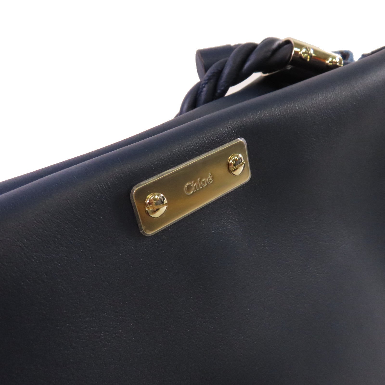 Chloe 牛皮皮革/牛仔布Medium Key Shoulder Bag肩背袋藍色