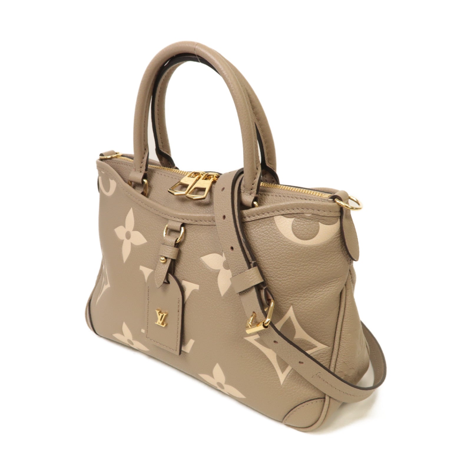 LOUIS VUITTON 【激減優惠】Monogram Empreinte Trianon PM金扣手挽肩背兩用袋米色