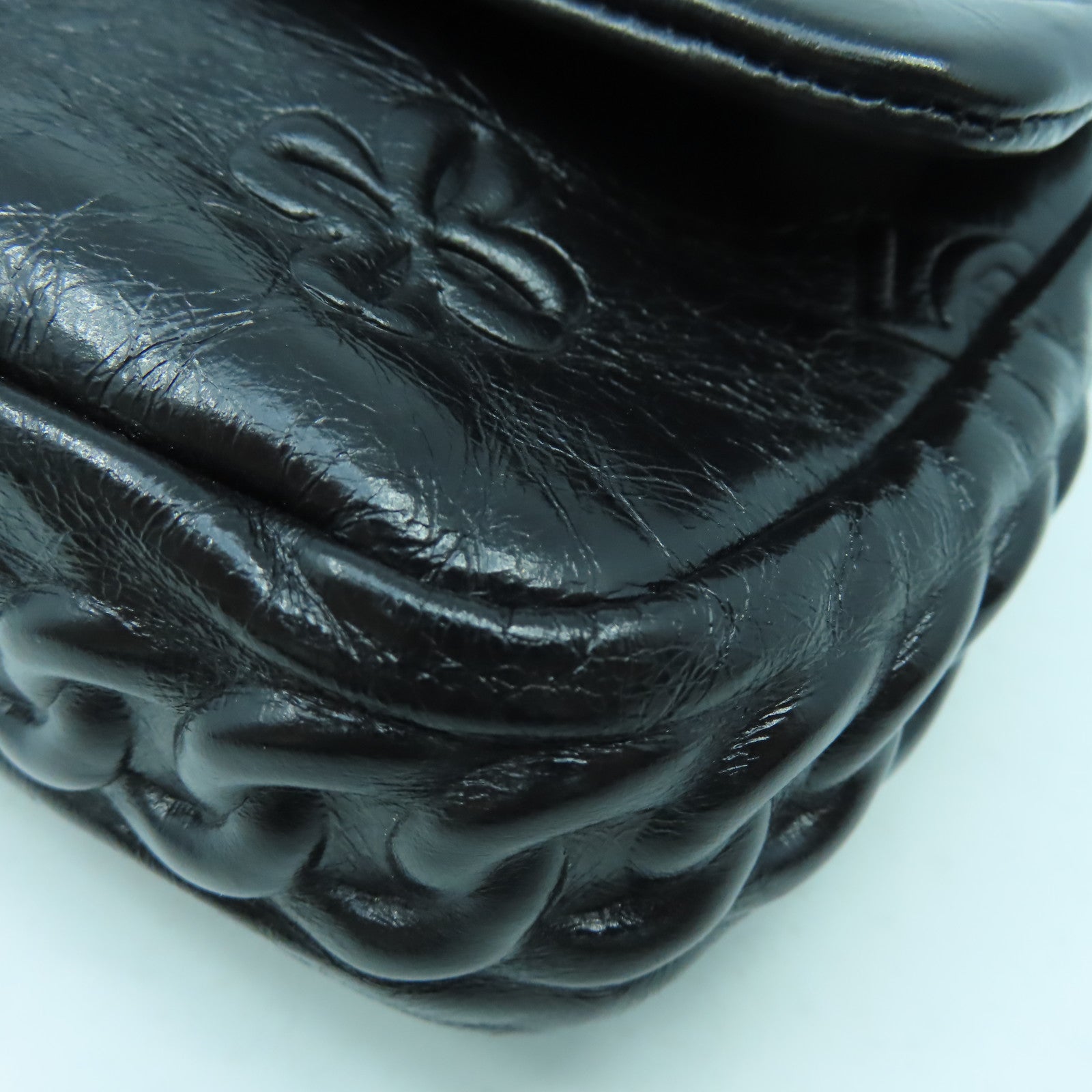 CHANEL 【清倉大減價】牛皮皮革Chain Shoulder銀扣鏈帶肩背袋黑色