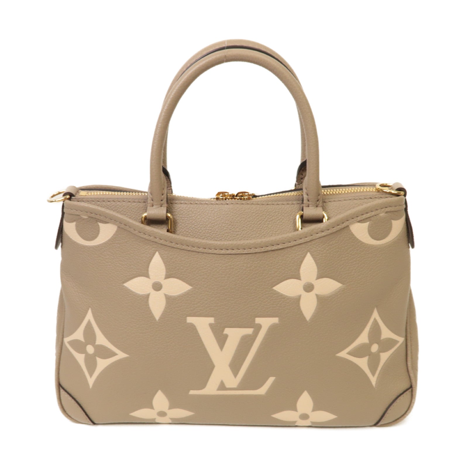LOUIS VUITTON 【激減優惠】Monogram Empreinte Trianon PM金扣手挽肩背兩用袋米色