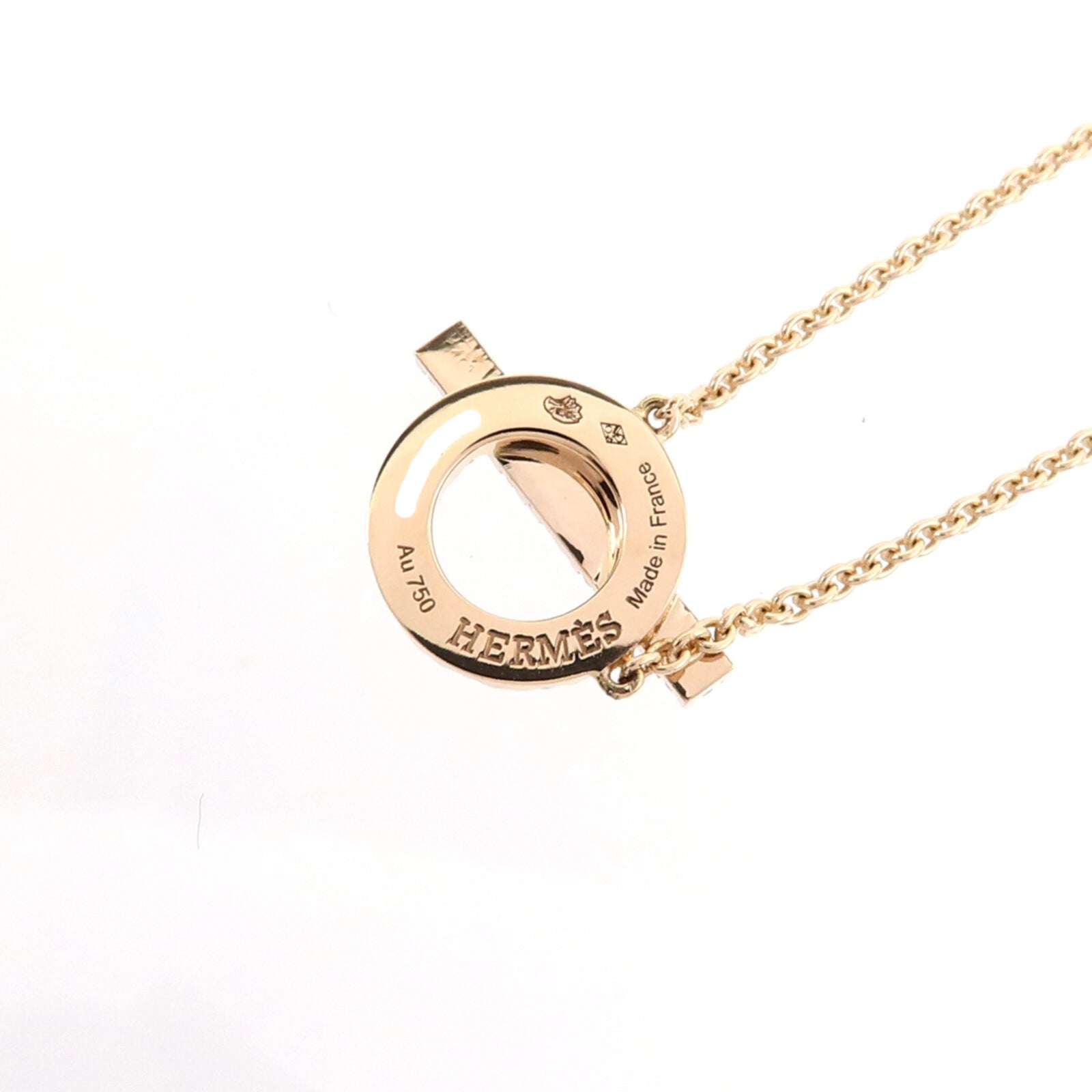 HERMES 18K玫瑰金Finesse Pendant鑽石項鍊