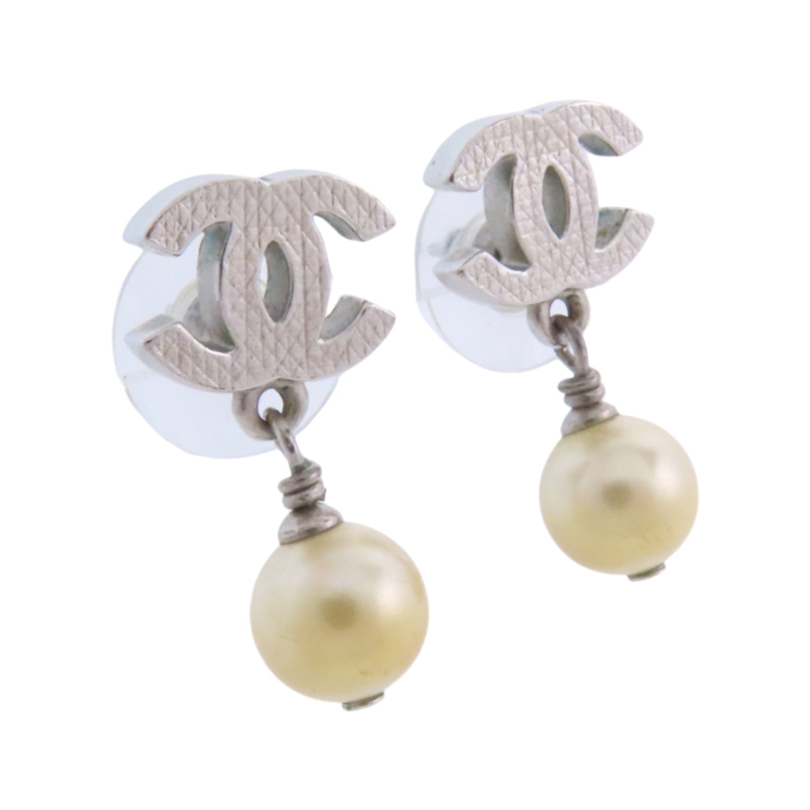 CHANEL 金屬/仿珍珠Earrings銀扣耳環
