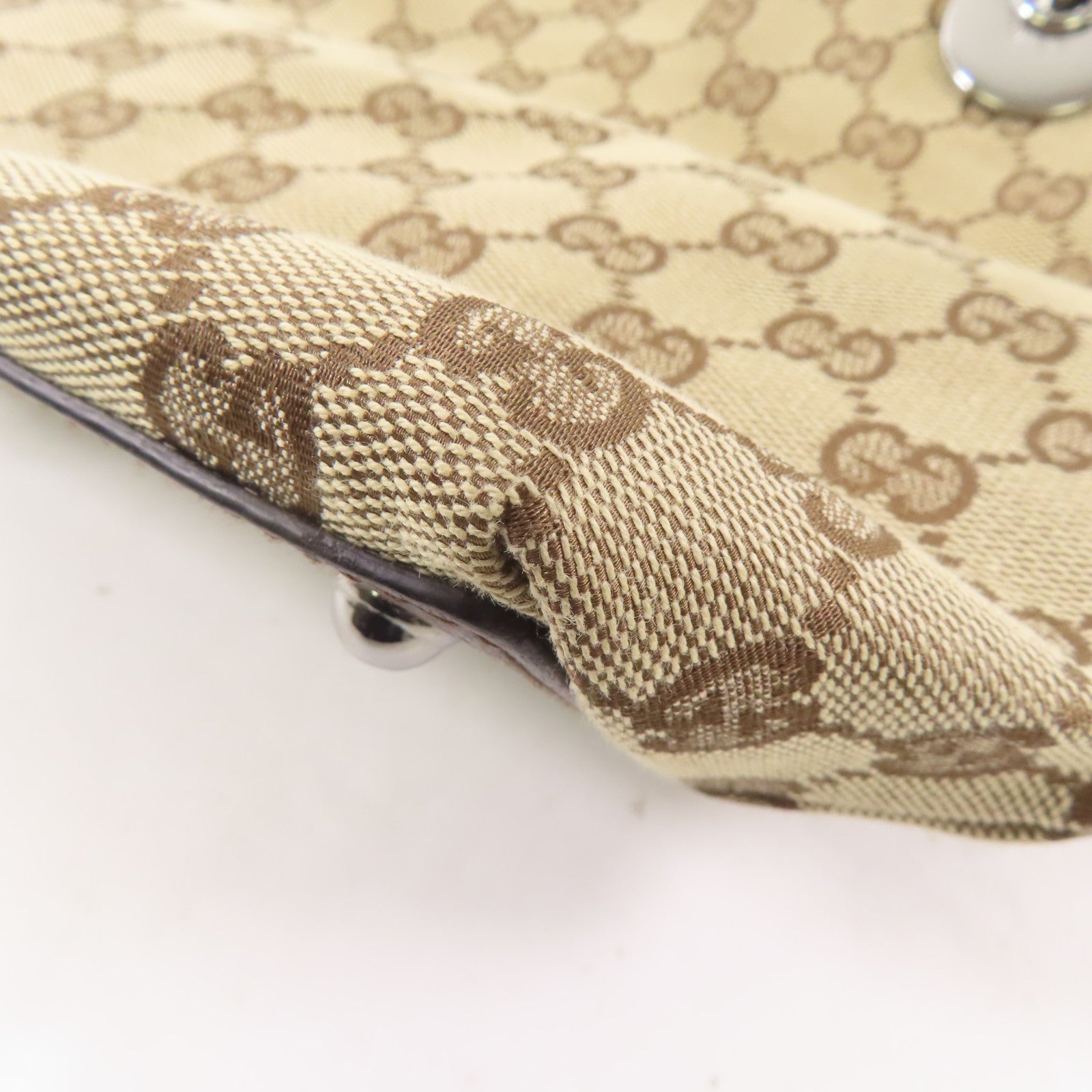 GUCCI 帆布Tote Bag銀扣肩背袋啡色