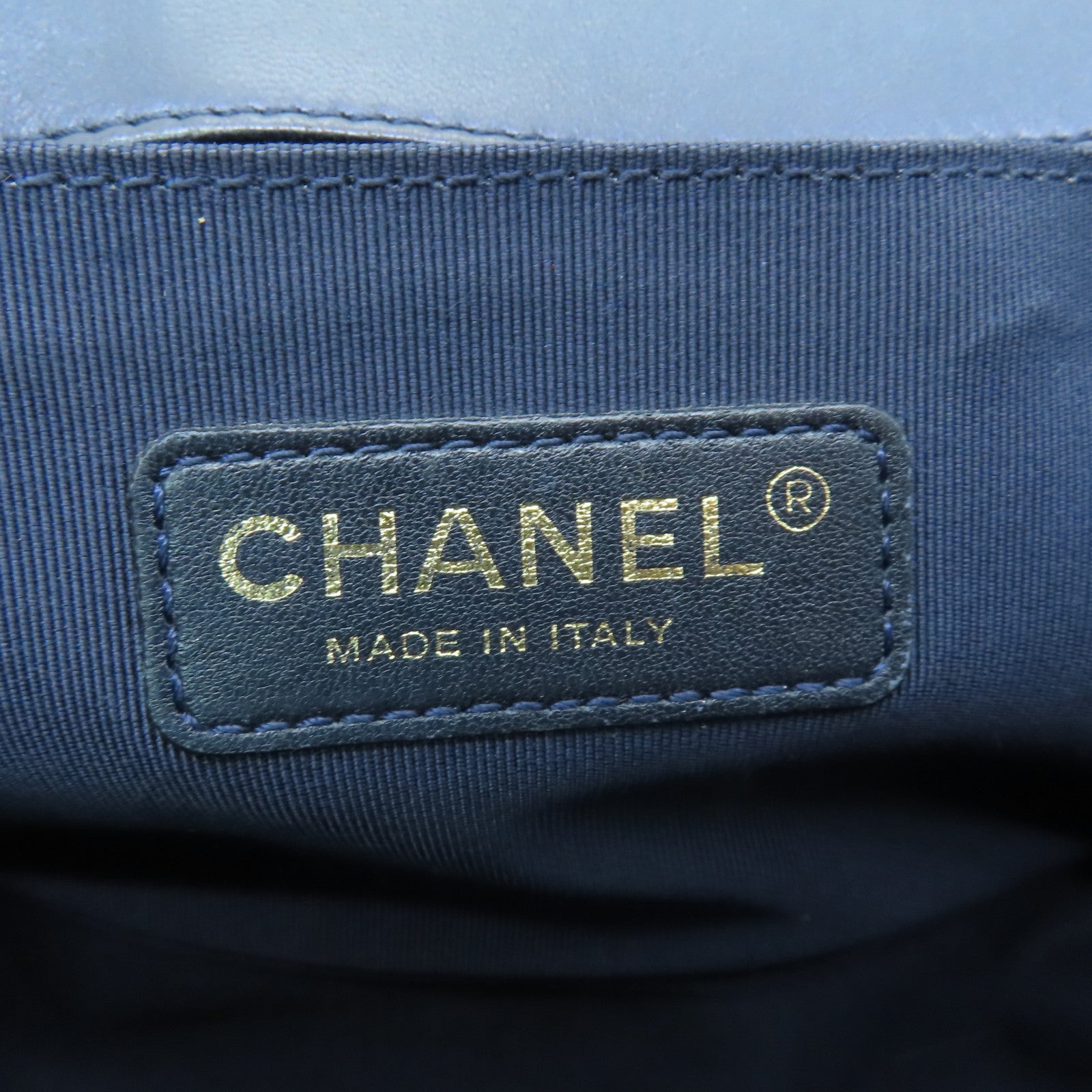 CHANEL 【激減優惠】牛皮皮革Boy Chanel金扣鏈帶肩背袋深藍色