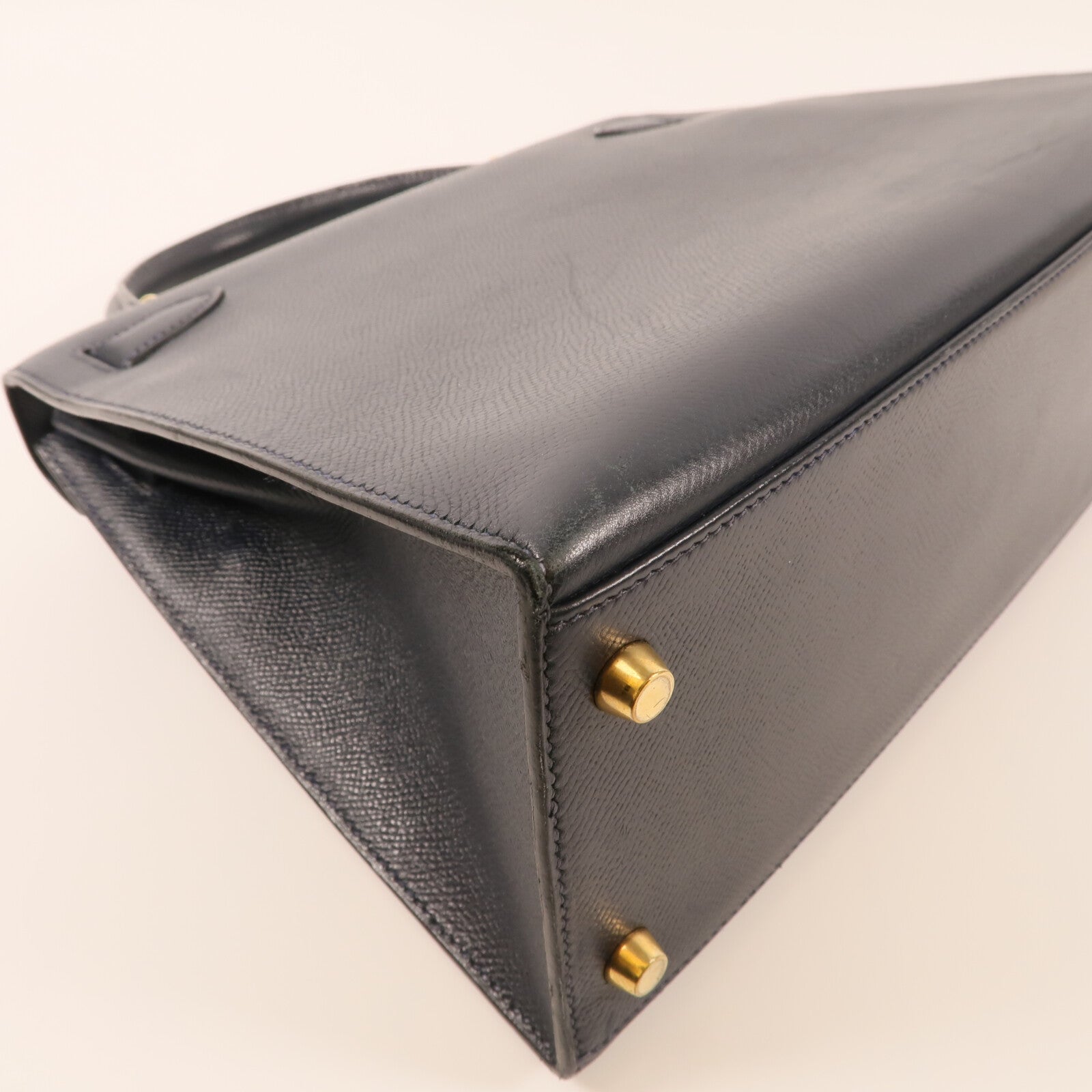 HERMES Epsom皮革Kelly 28金扣手挽肩背兩用袋Bleu Saphir