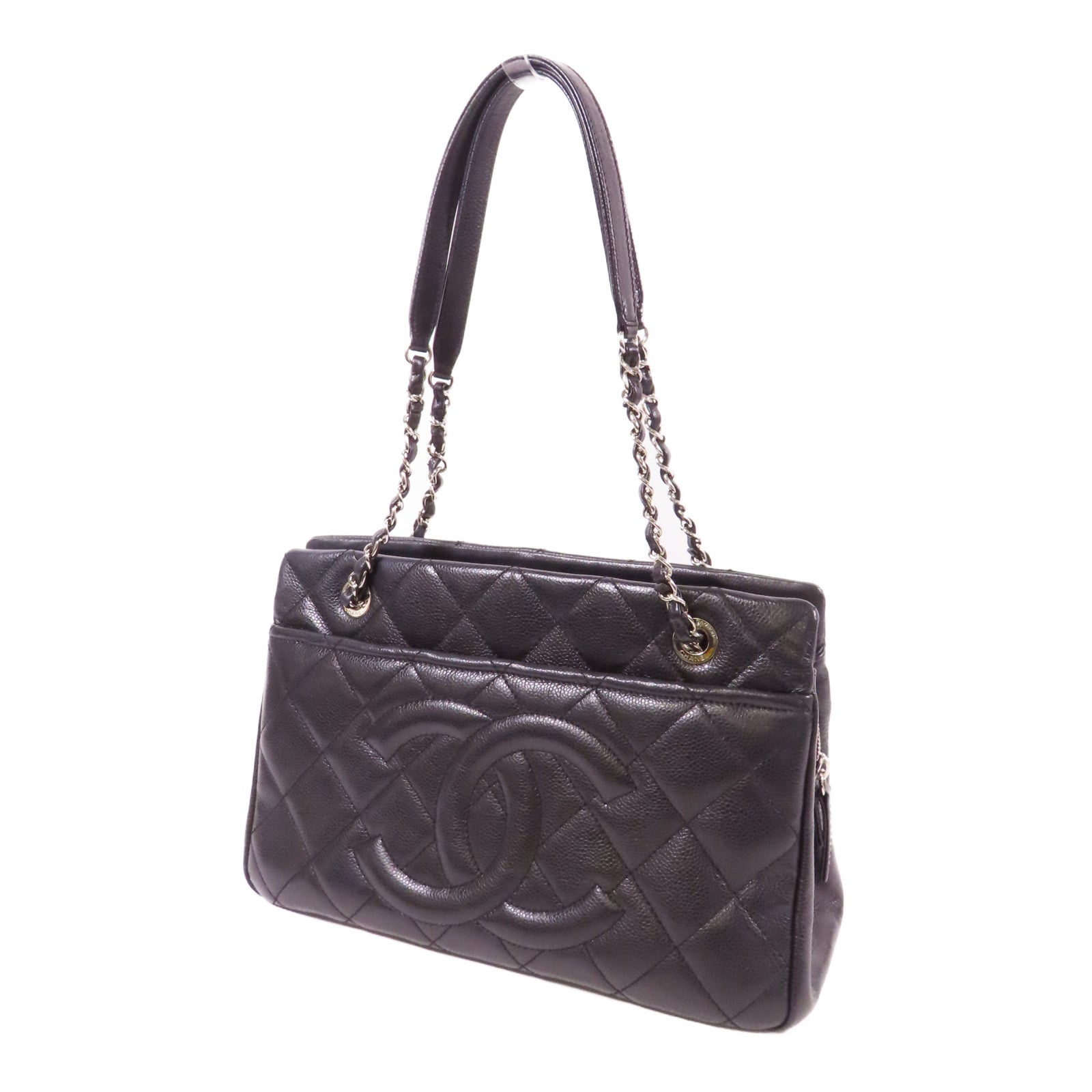 CHANEL 牛皮皮革Shoulder Bag銀扣肩背袋