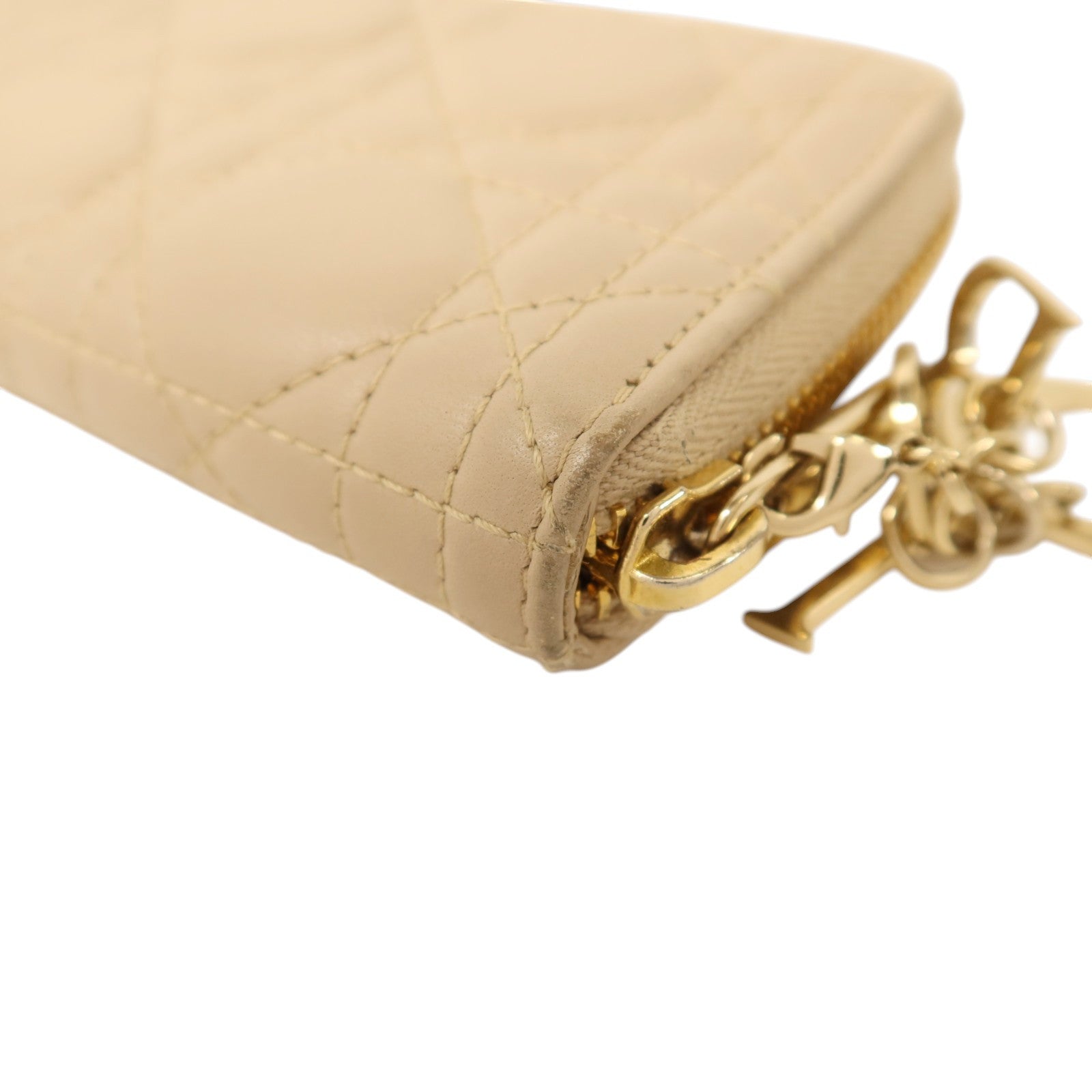 Dior 羊皮皮革Medium Lady Dior Zipper Wallet金扣長錢包