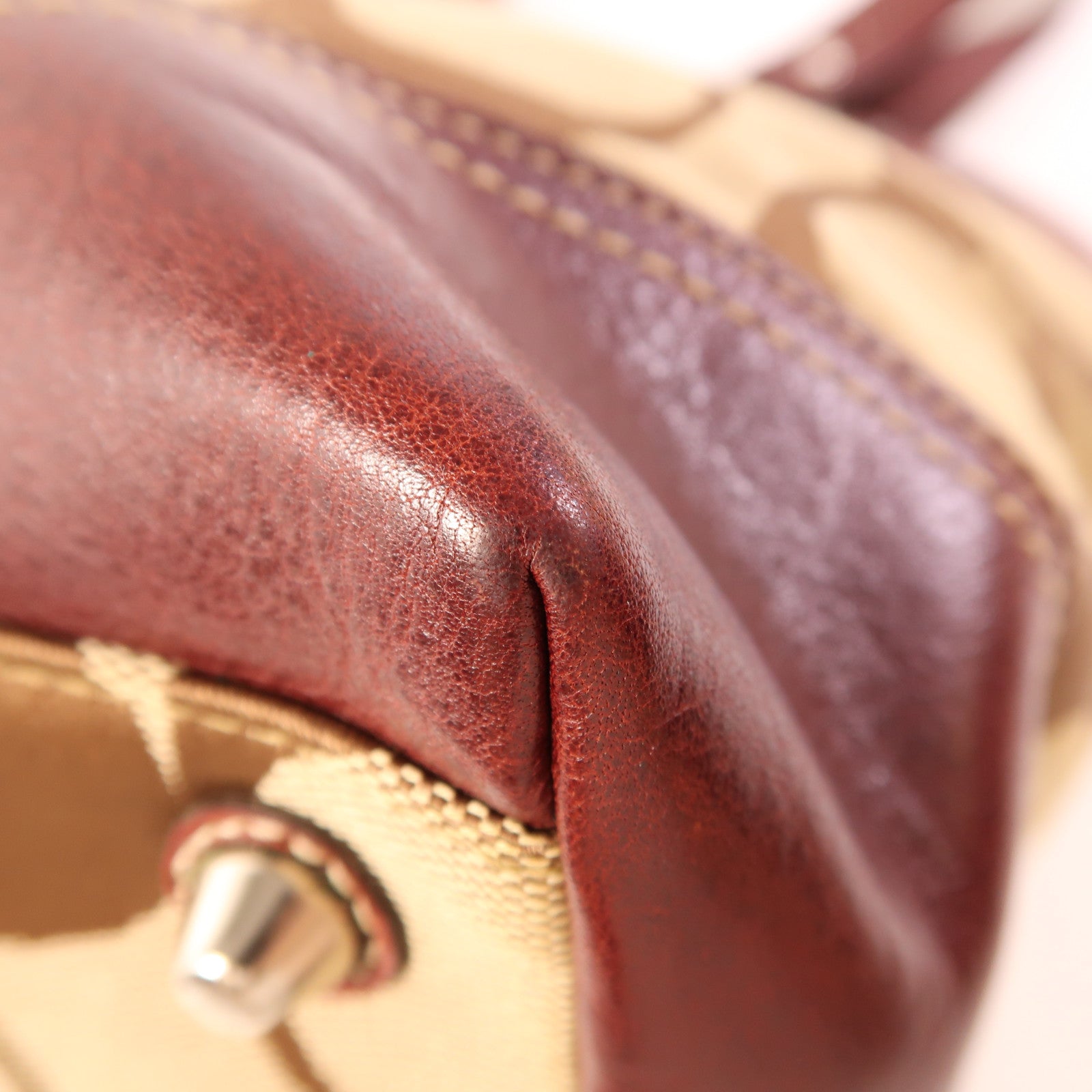 COACH 蛇皮皮革/帆布/皮革Shoulder Bag銀扣肩背袋