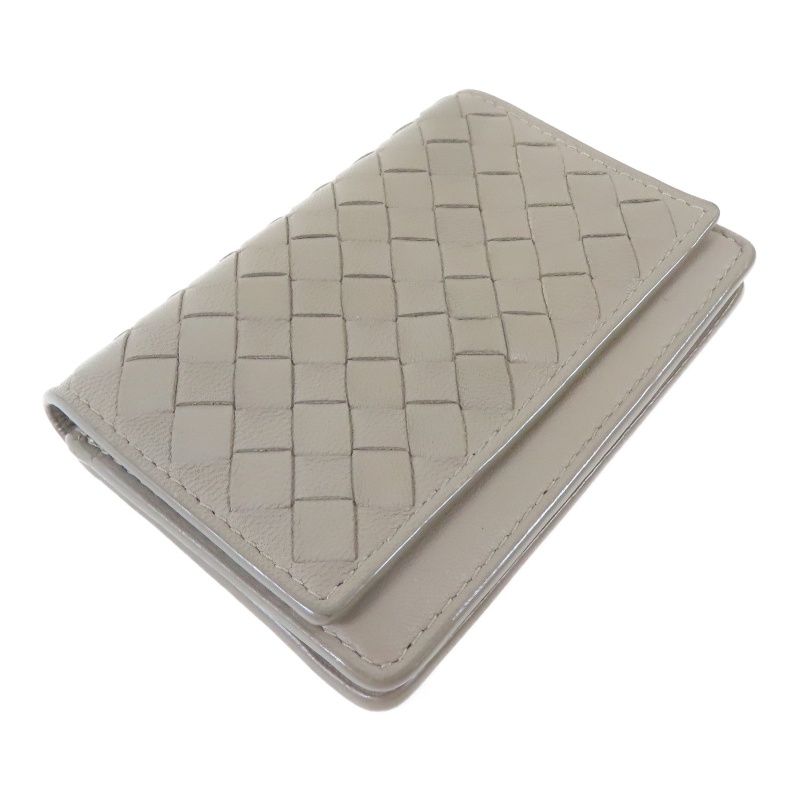 BOTTEGA VENETA 皮革Card Holder銀扣卡片套灰色