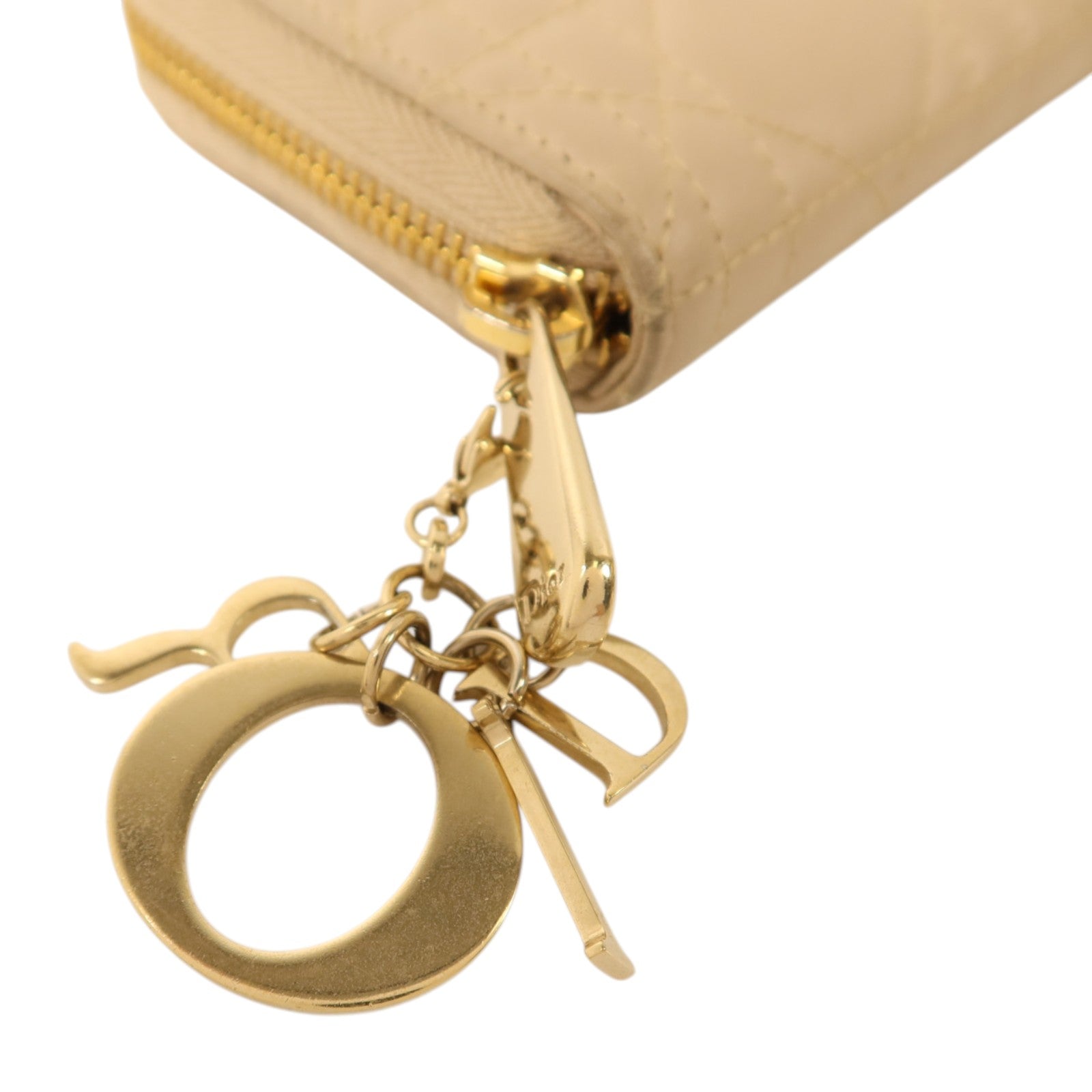 Dior 羊皮皮革Medium Lady Dior Zipper Wallet金扣長錢包