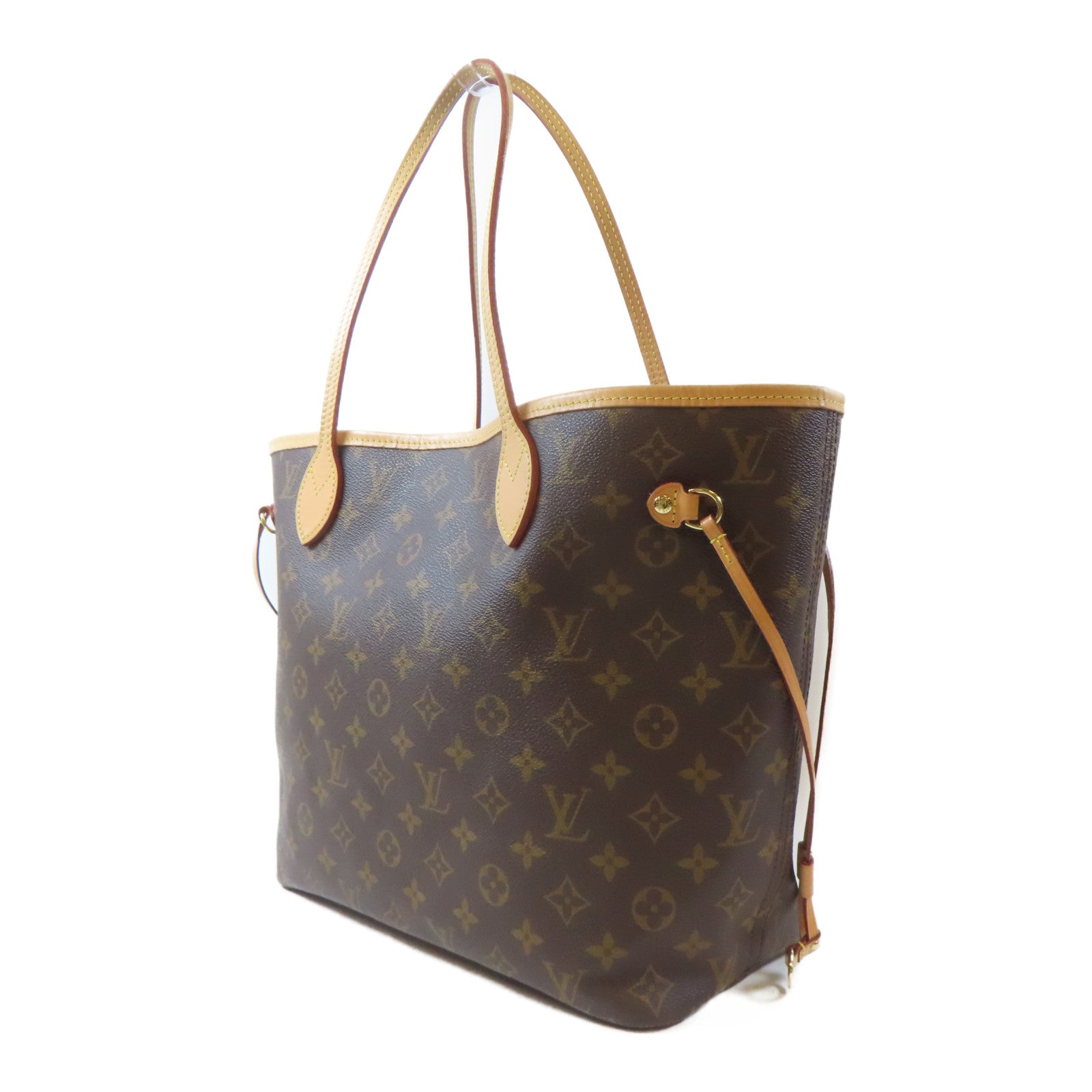LOUIS VUITTON Monogram Neverfull MM金扣手挽袋啡色