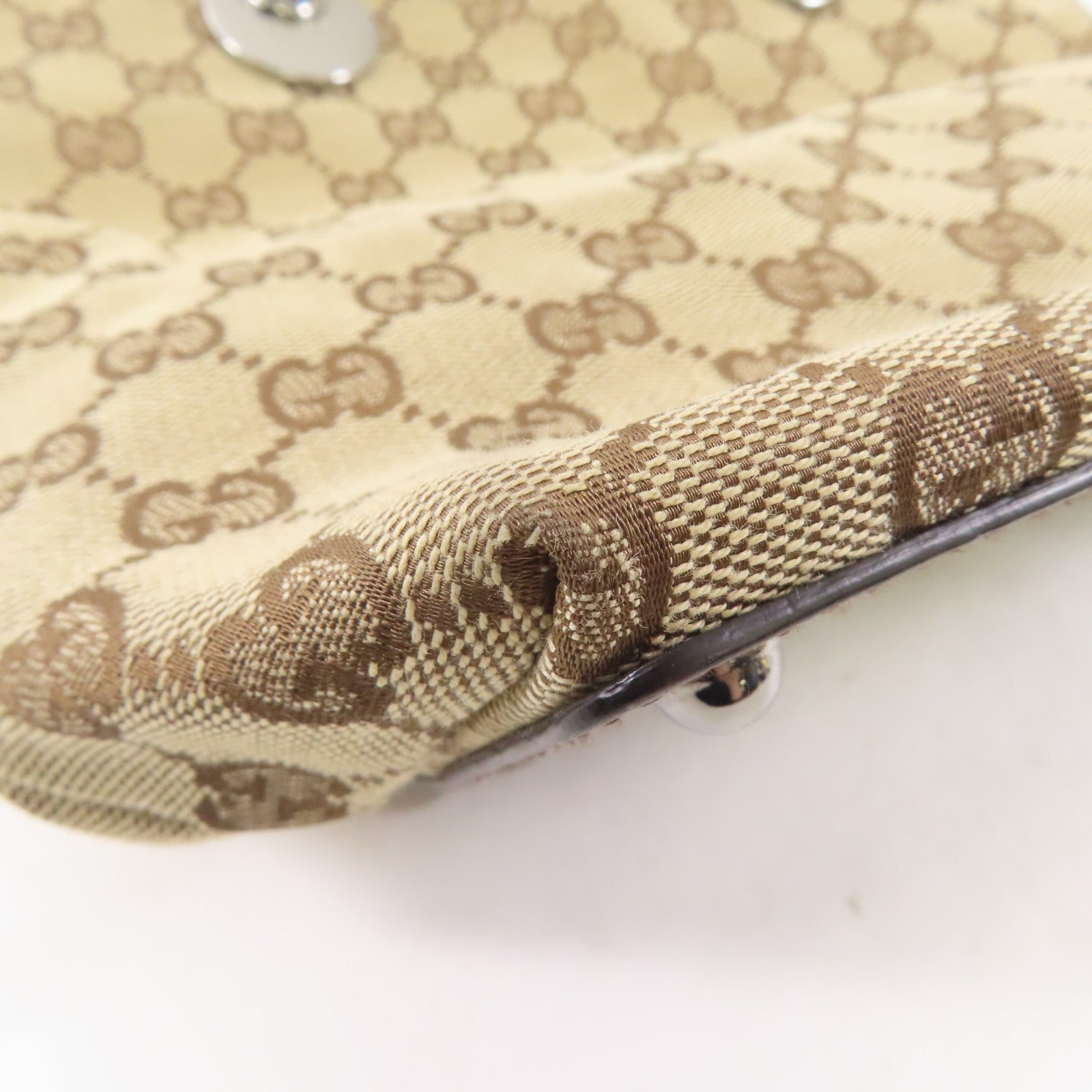 GUCCI 帆布Tote Bag銀扣肩背袋啡色