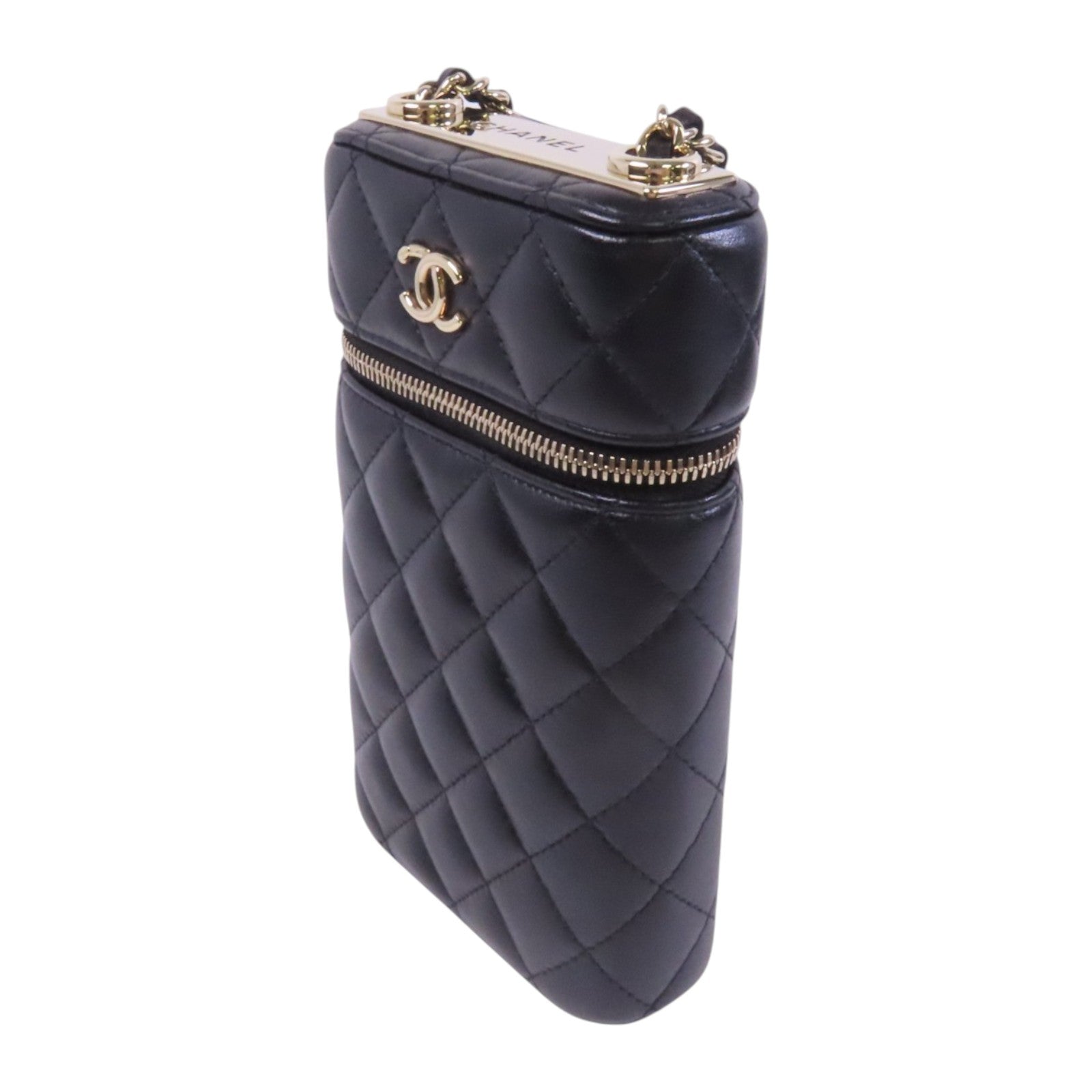 CHANEL 【激減優惠】羊皮皮革Vanity Phone Case with Chain金扣鏈帶肩背袋