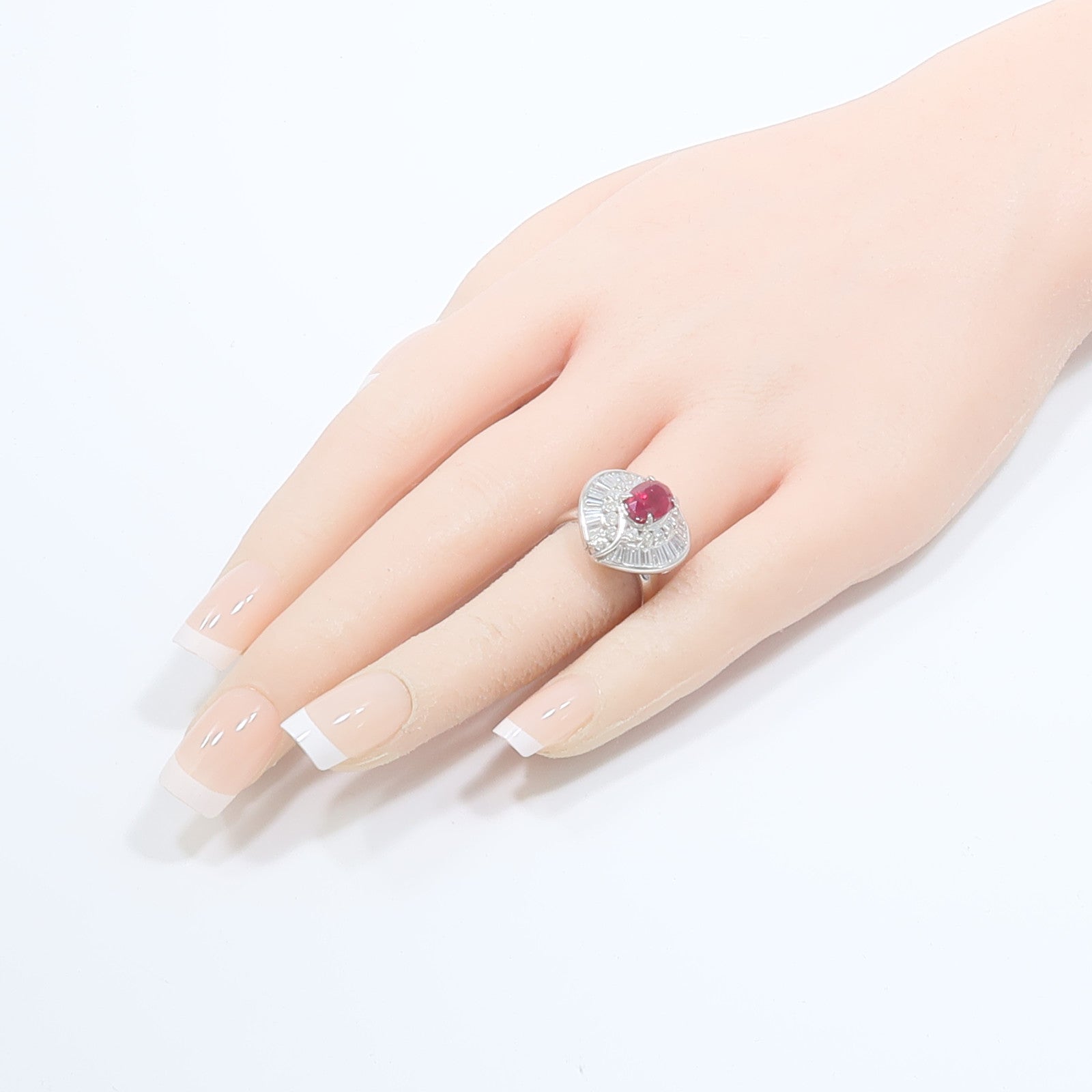 JEWELRY PT900鉑金Ruby Diamond Ring紅寶石/鑽石戒指