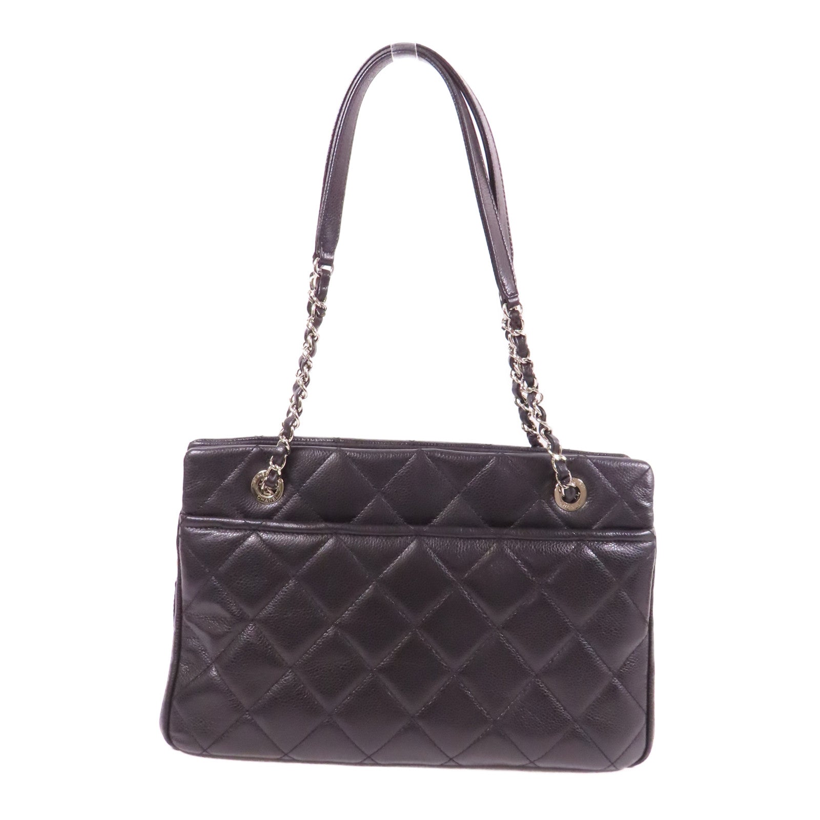 CHANEL 牛皮皮革Shoulder Bag銀扣肩背袋