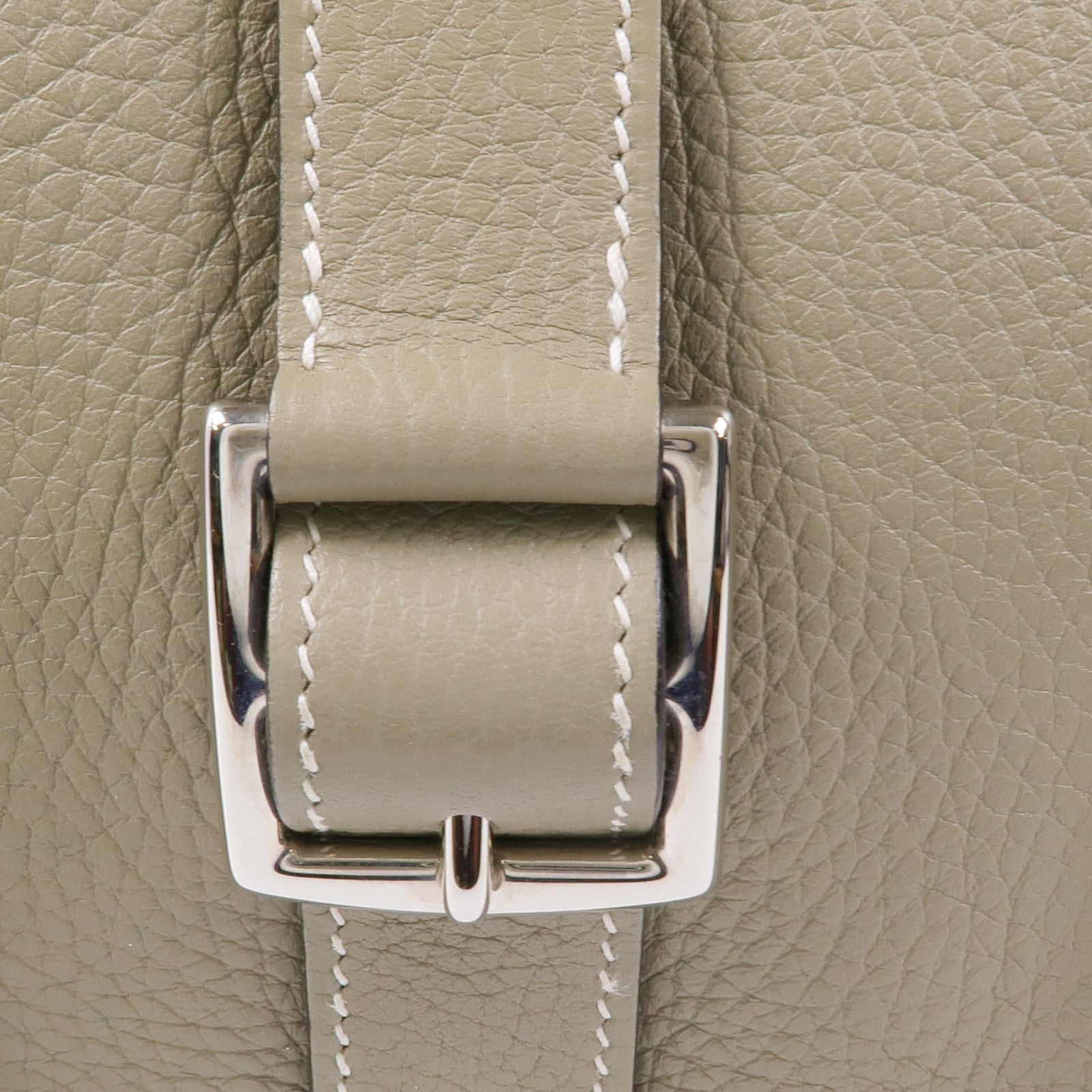 HERMES Clemence皮革Halzan 31銀扣手挽肩背兩用袋Sauge