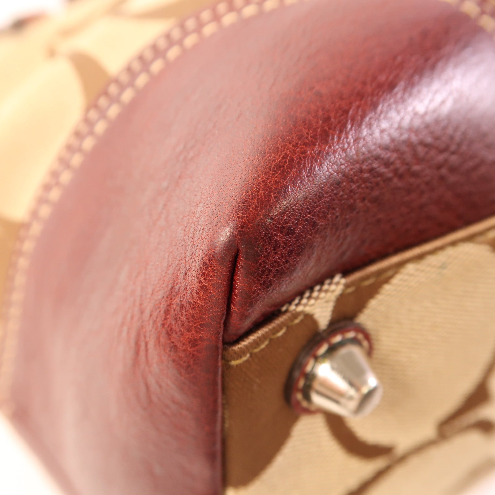 COACH 蛇皮皮革/帆布/皮革Shoulder Bag銀扣肩背袋