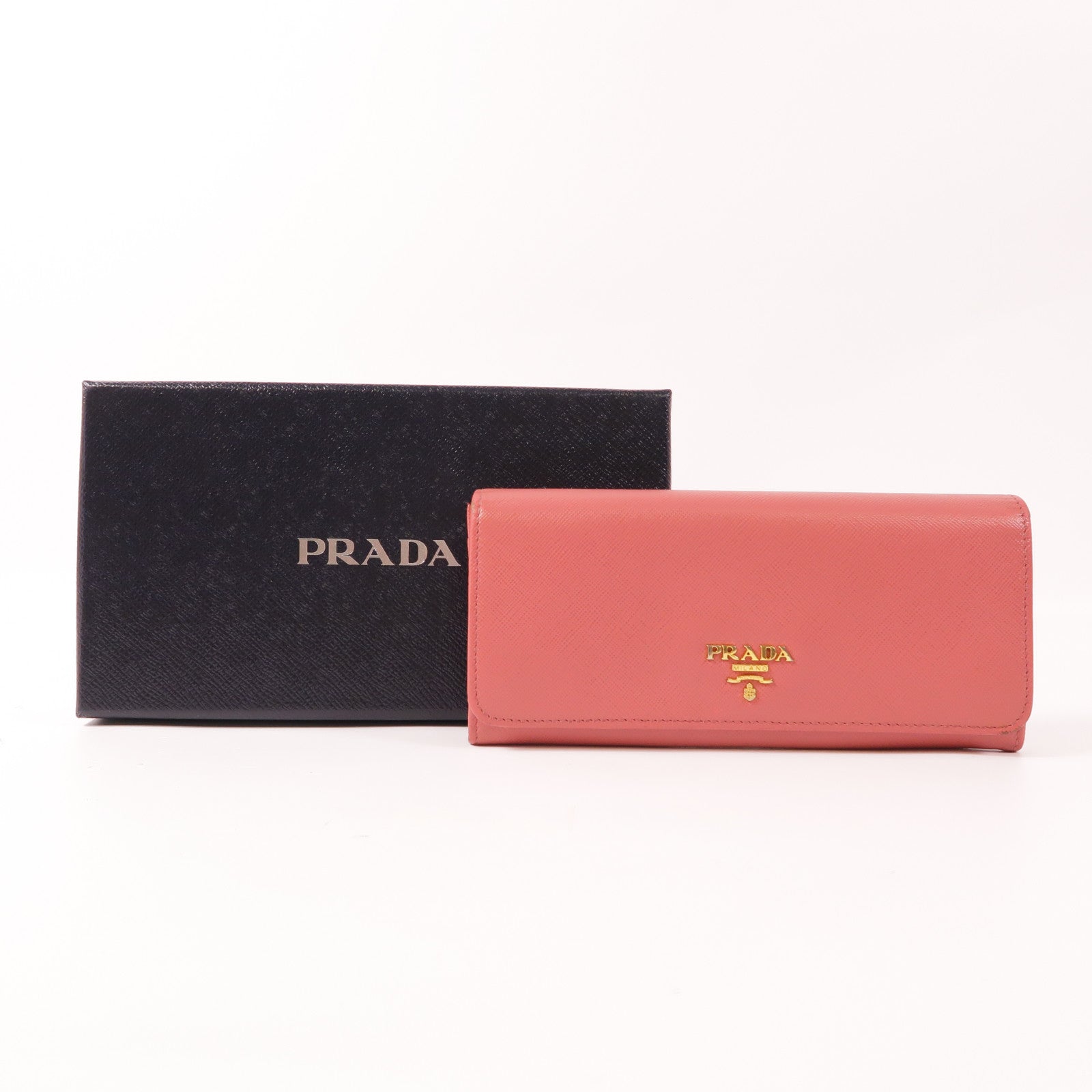 PRADA 牛皮皮革Long Wallet金扣長錢包