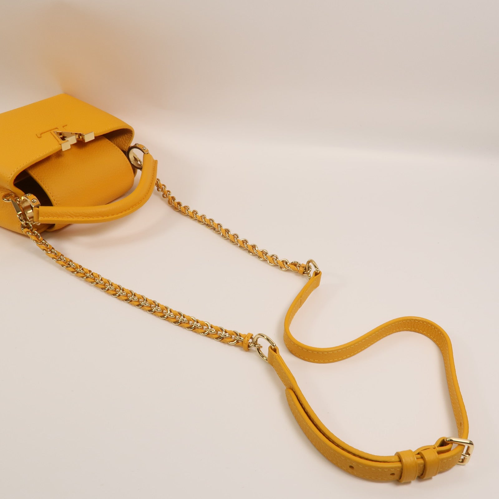 LOUIS VUITTON Taurillon皮革Capucines Mini手挽肩背兩用袋