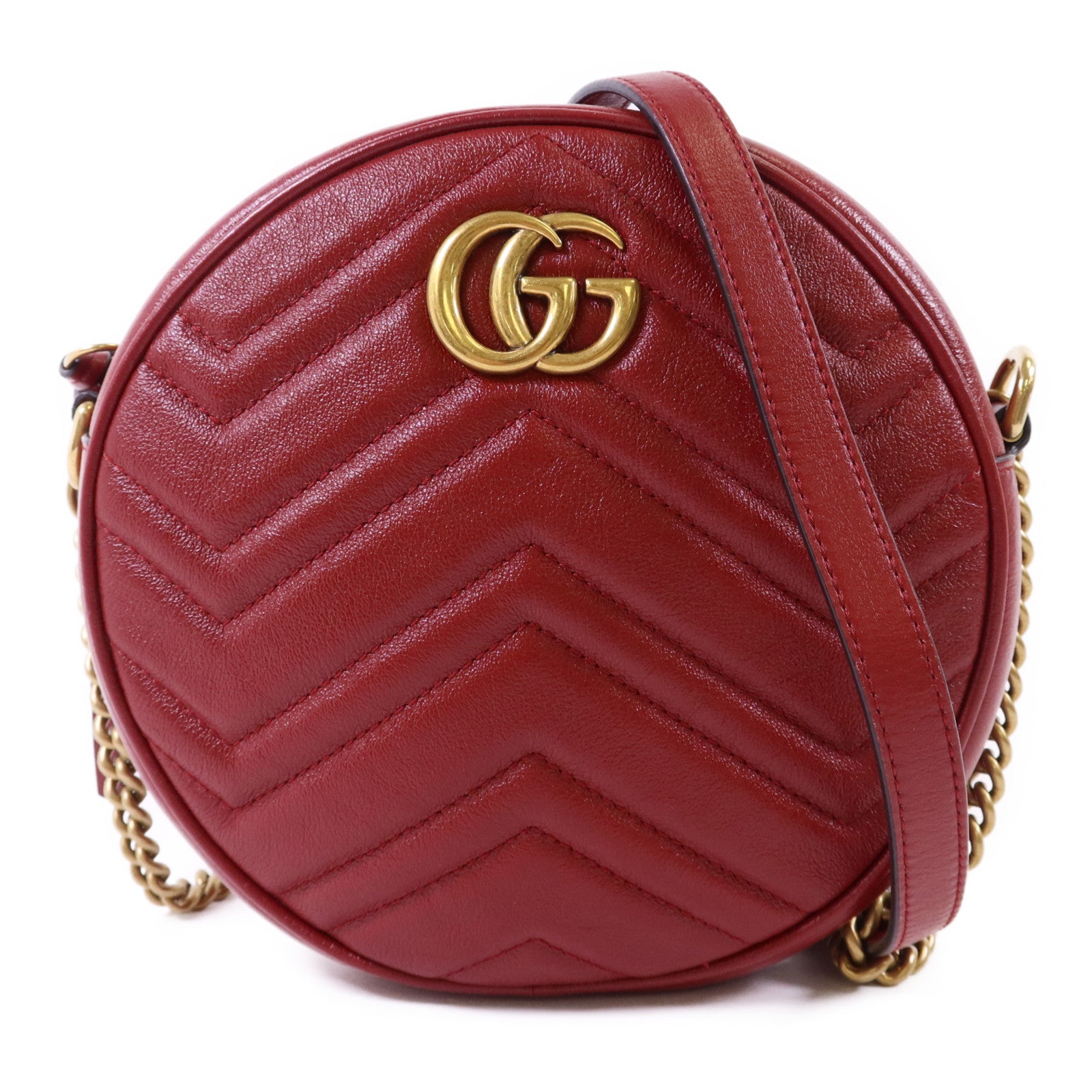 GUCCI 牛皮皮革GG Marmont金扣鏈帶肩背袋