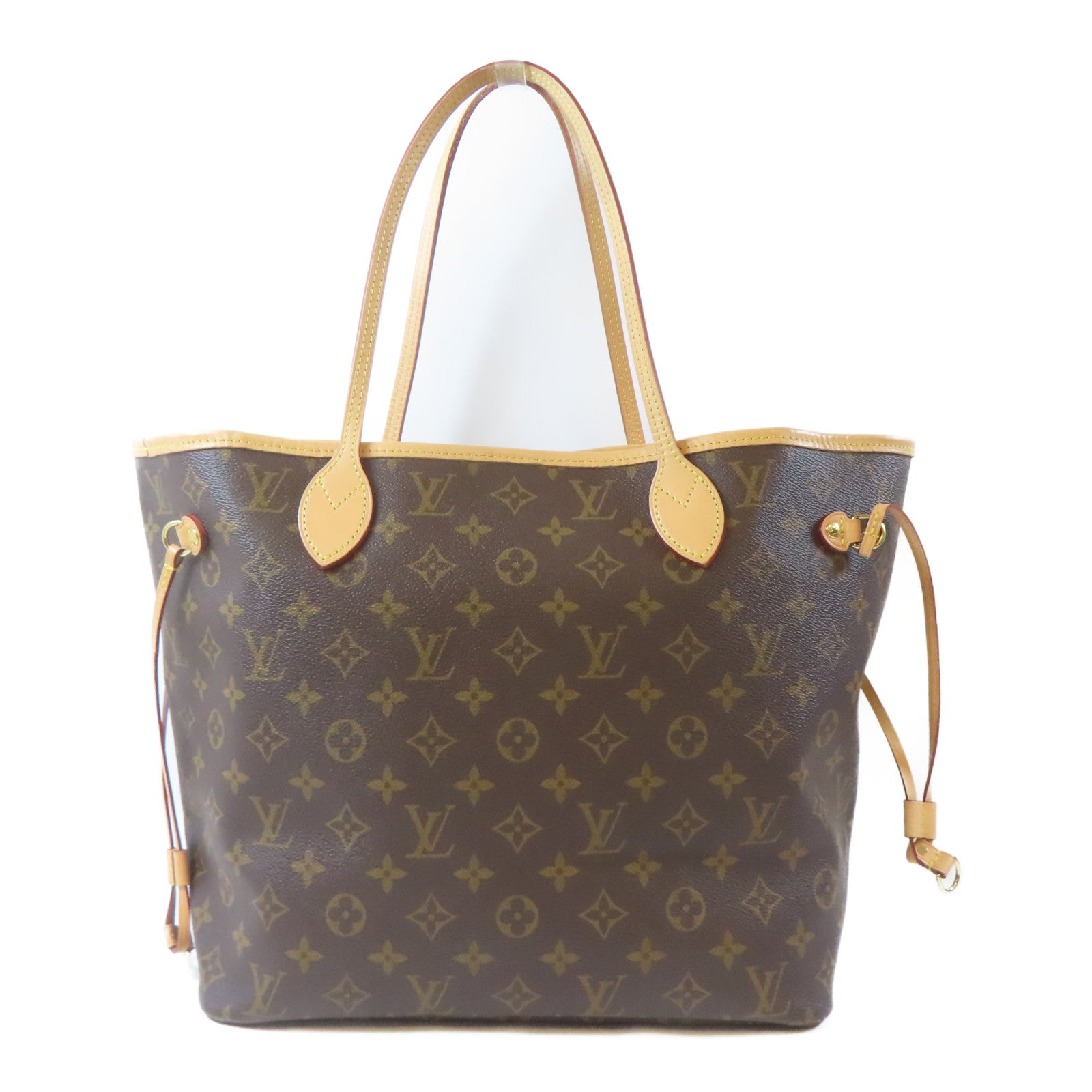 LOUIS VUITTON Monogram Neverfull MM金扣手挽袋啡色