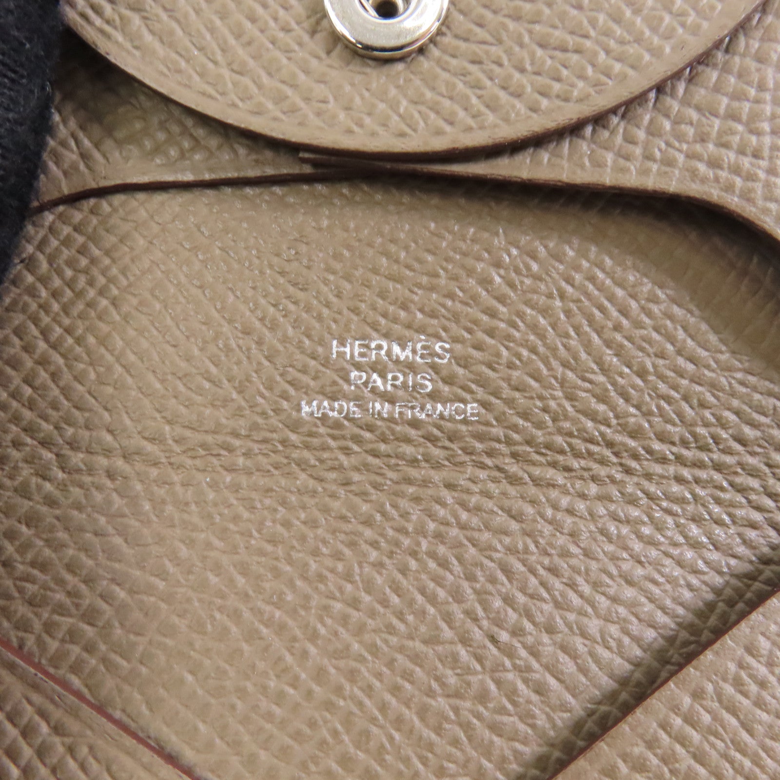 HERMES 【激減優惠】Epsom皮革Bastia Coins銀扣零錢包Etoupe大象灰/灰色