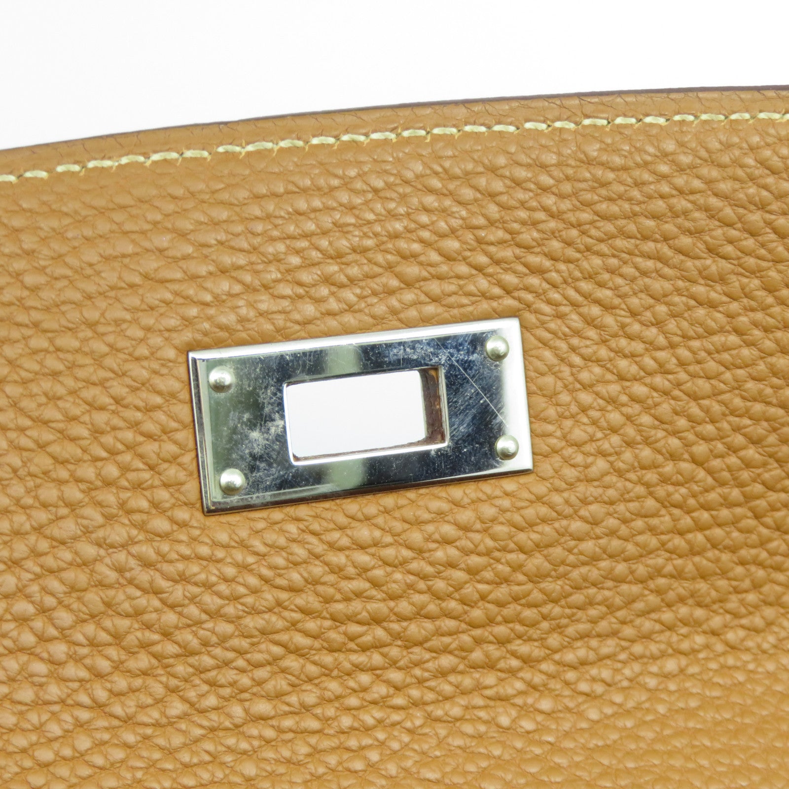 HERMES 【激減優惠】Togo皮革Kelly 35銀扣手挽肩背兩用袋Gold經典駝色