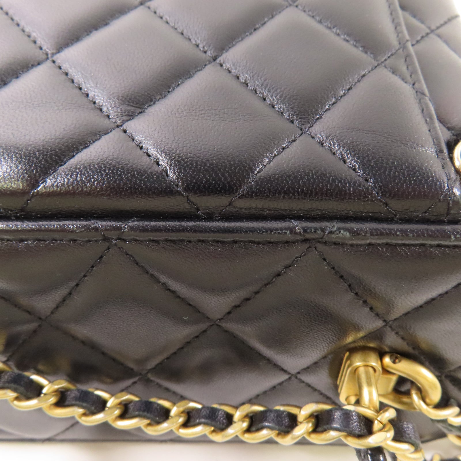 CHANEL 羊皮皮革Vanity Case金扣鏈帶手挽肩背兩用袋