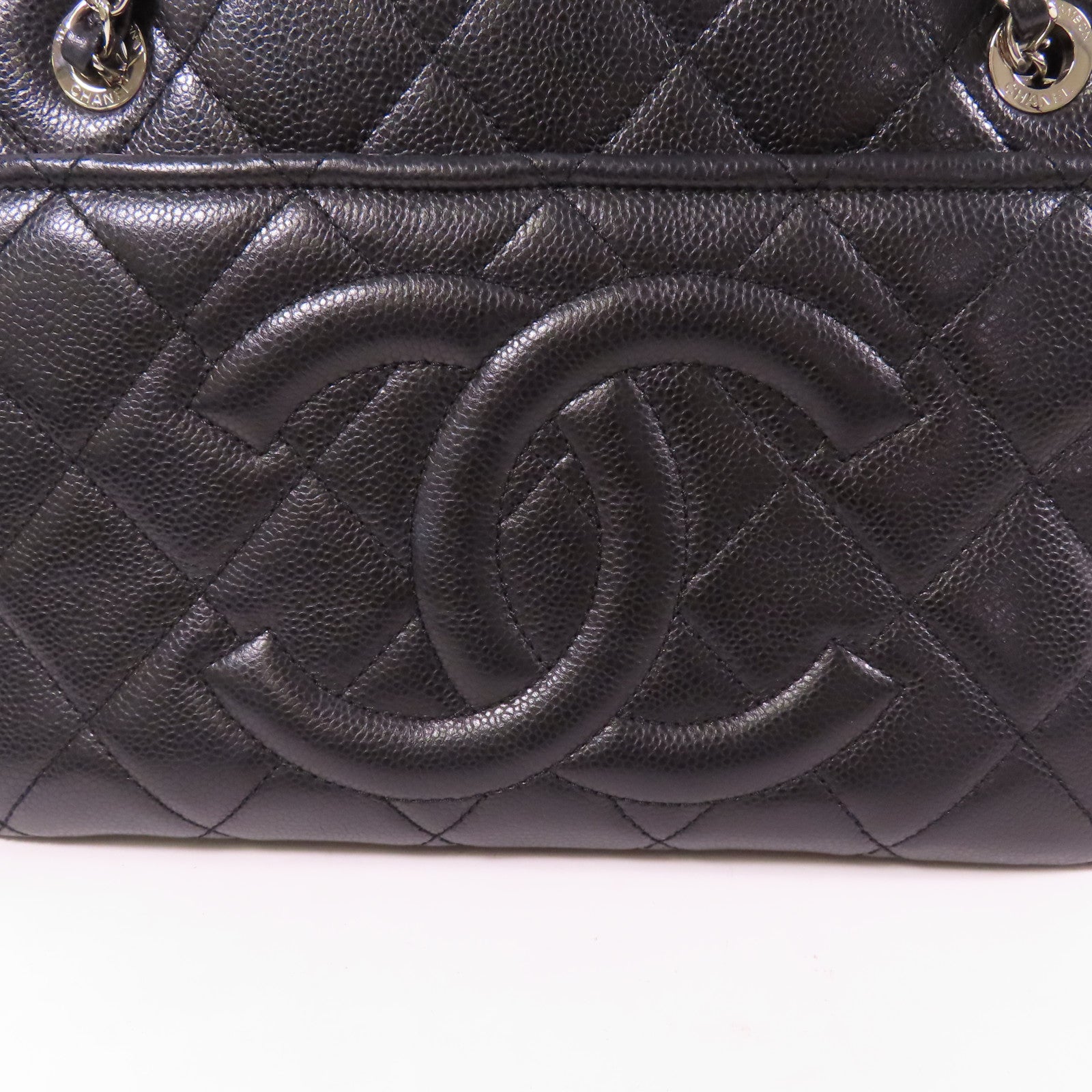 CHANEL 牛皮皮革Shoulder Bag銀扣肩背袋