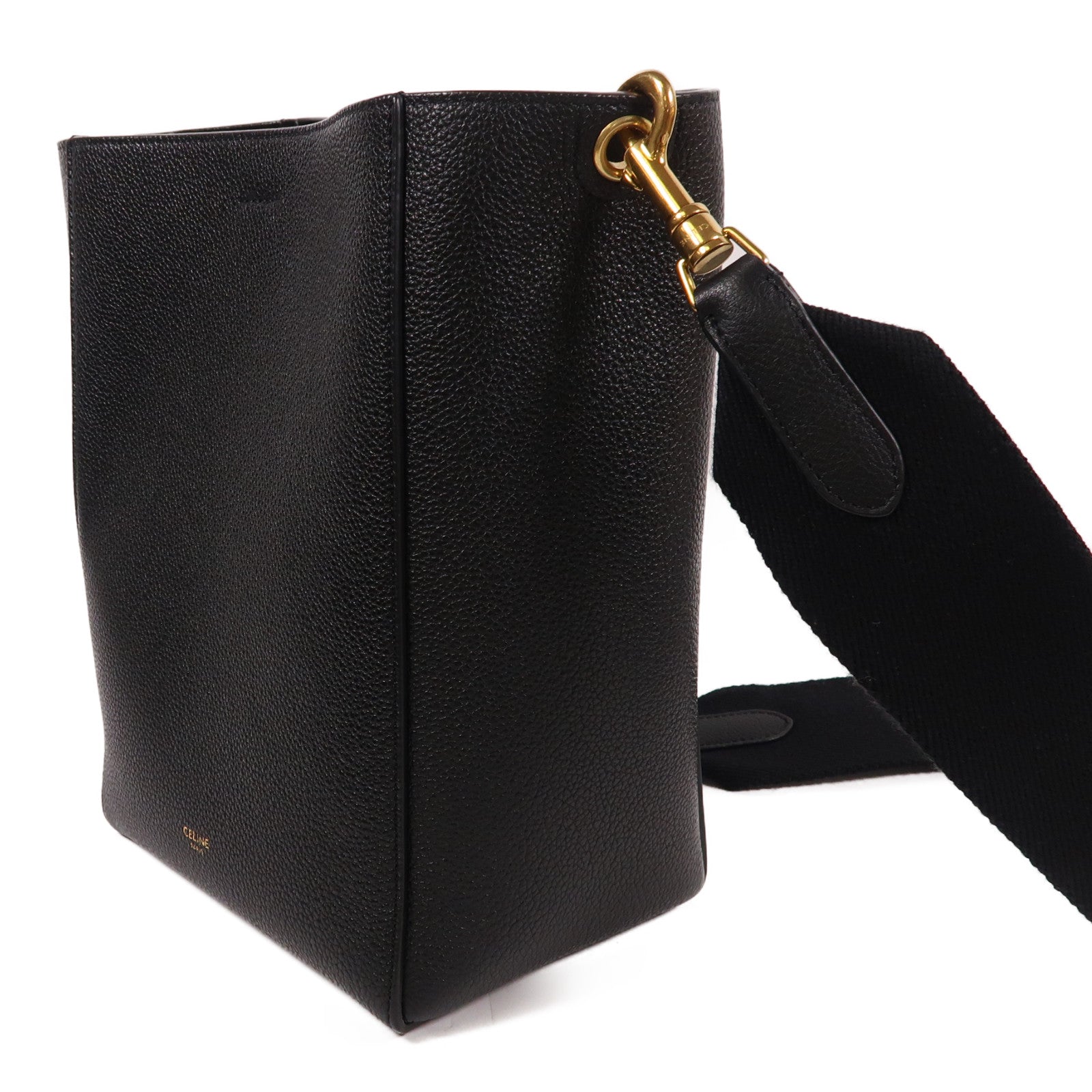CELINE 牛皮皮革Sangle Bucket金扣肩背袋