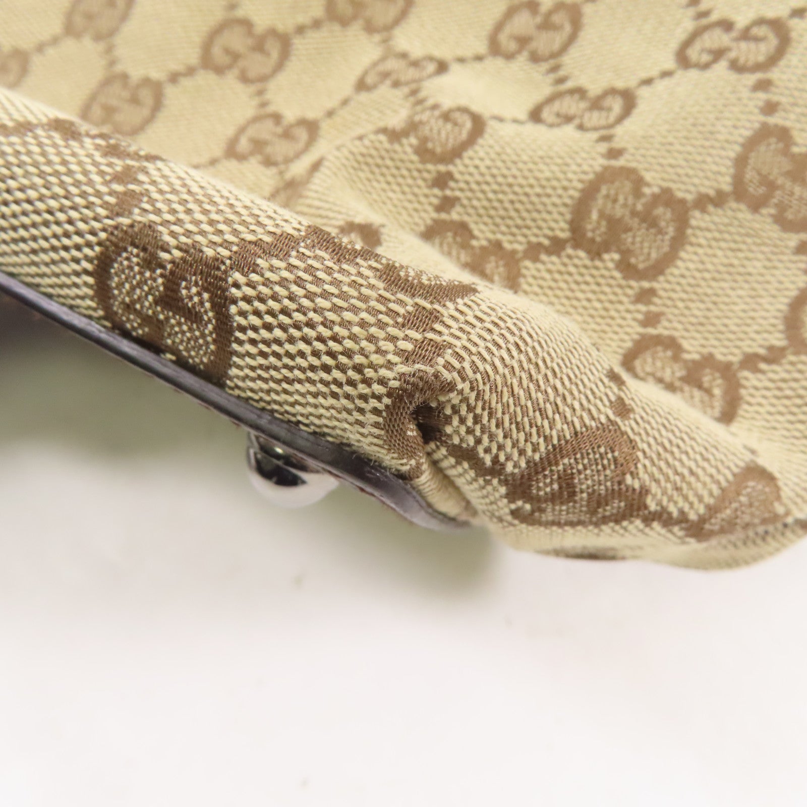 GUCCI 帆布Tote Bag銀扣肩背袋啡色