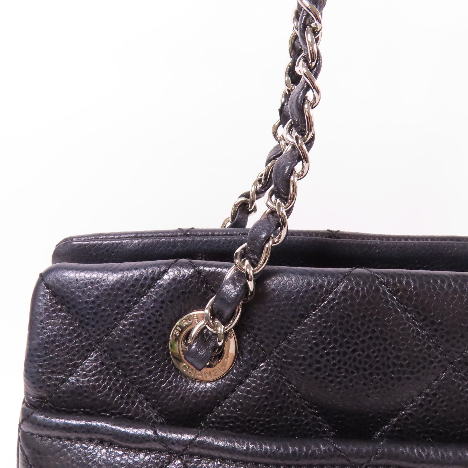 CHANEL 牛皮皮革Shoulder Bag銀扣肩背袋