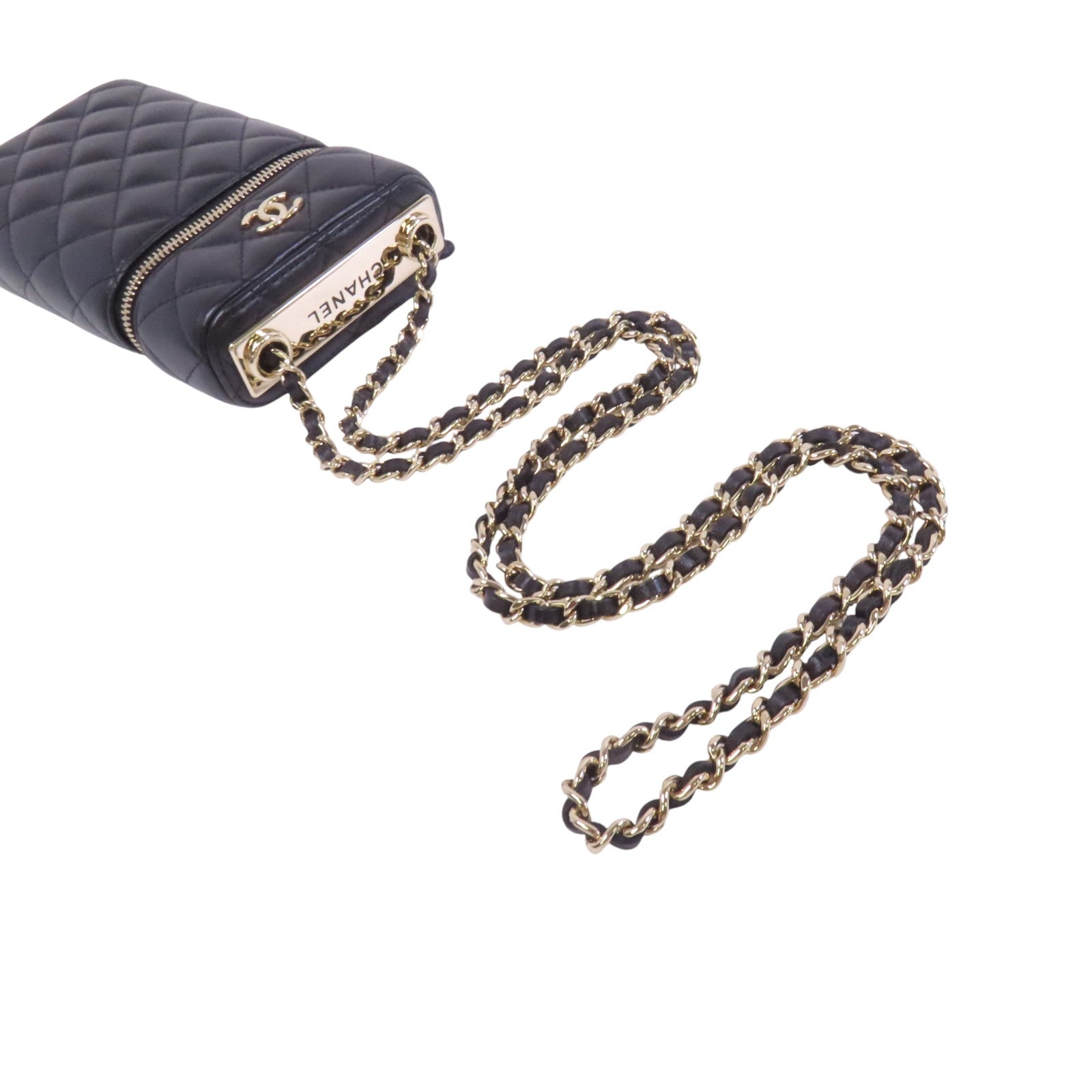 CHANEL 羊皮皮革Vanity Phone Case with Chain金扣鏈帶肩背袋