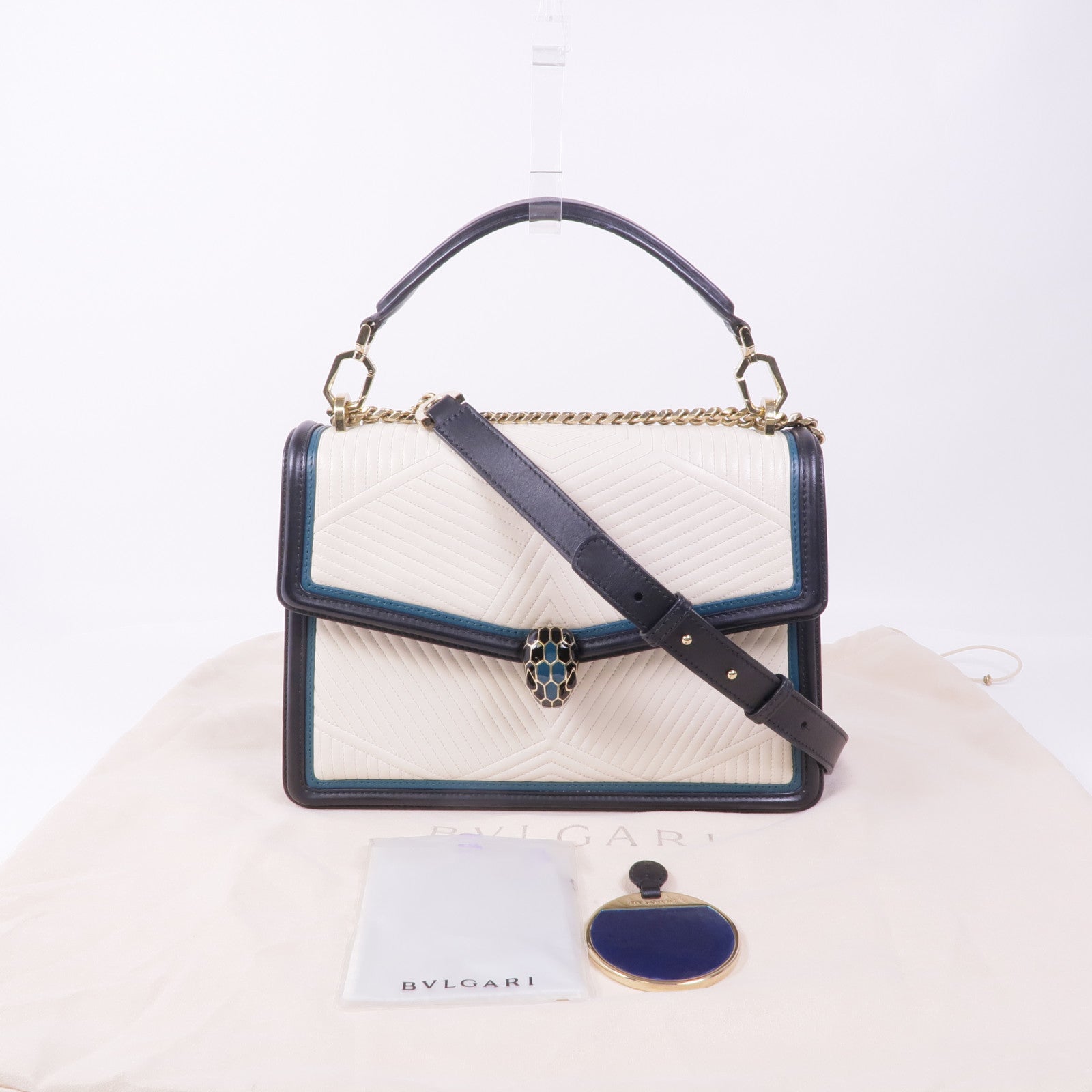 BVLGARI 皮革Serpenti Forever Bag金扣鏈帶肩背袋