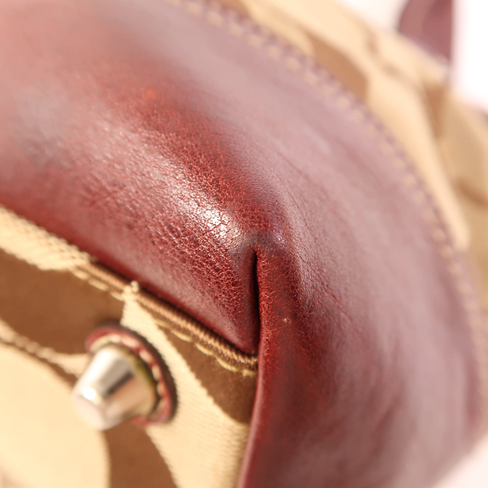 COACH 蛇皮皮革/帆布/皮革Shoulder Bag銀扣肩背袋