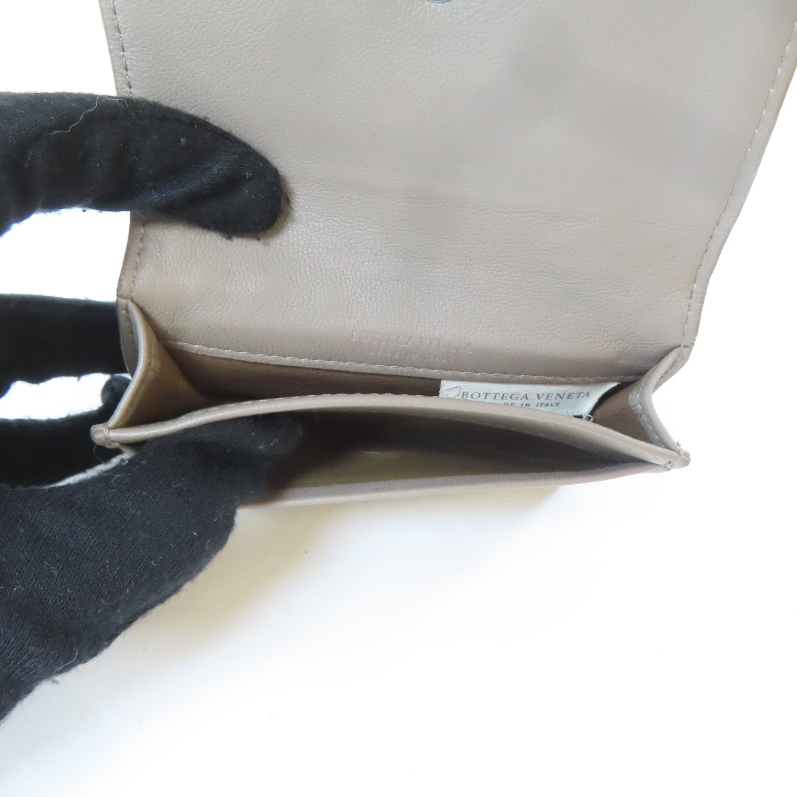 BOTTEGA VENETA 皮革Card Holder銀扣卡片套灰色