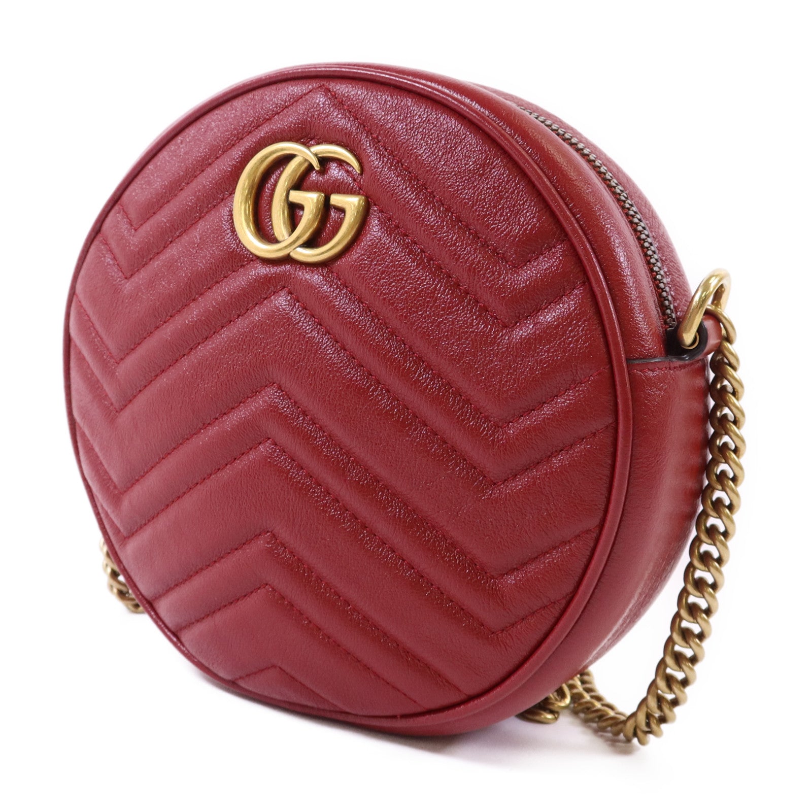 GUCCI 牛皮皮革GG Marmont金扣鏈帶肩背袋