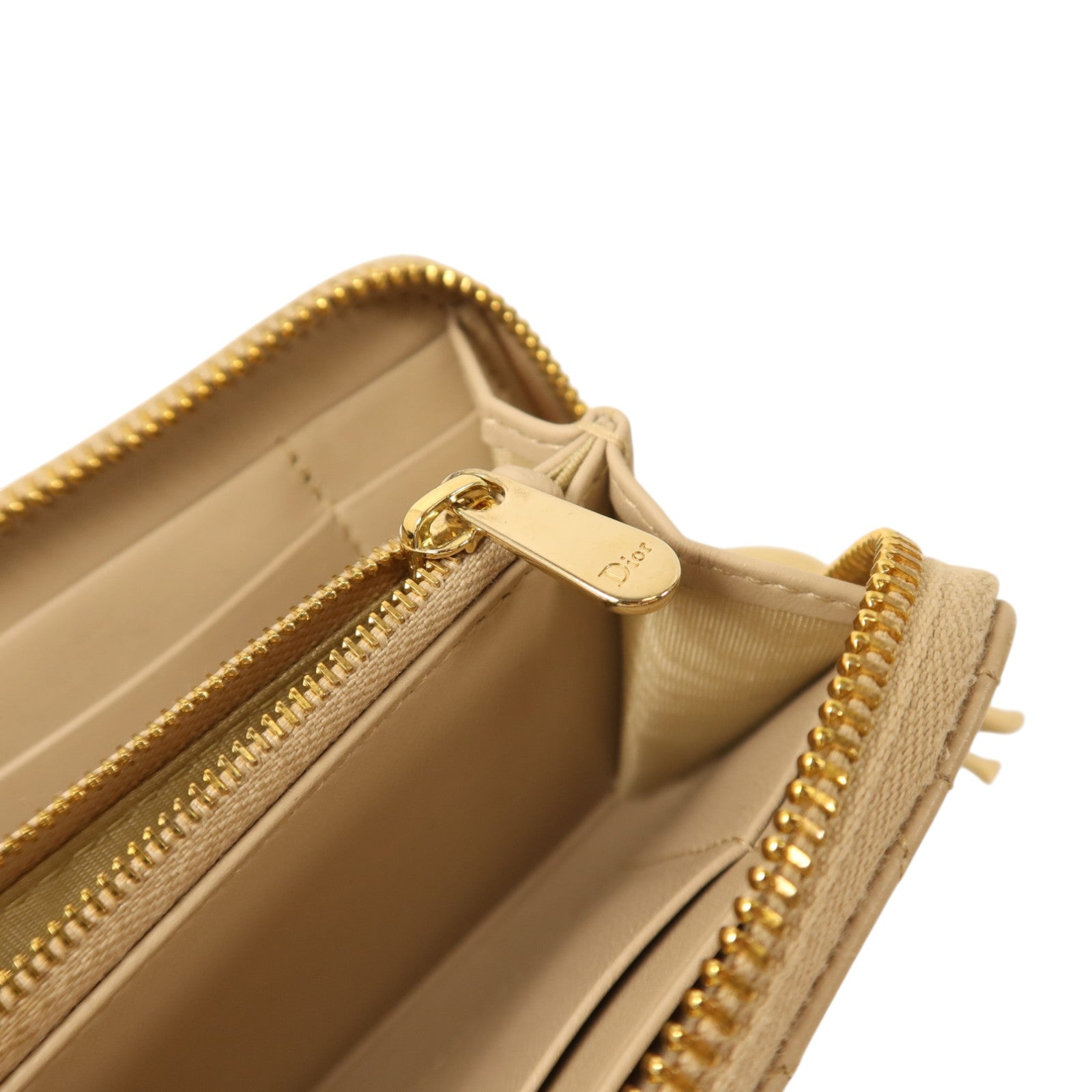 Dior 羊皮皮革Medium Lady Dior Zipper Wallet金扣長錢包