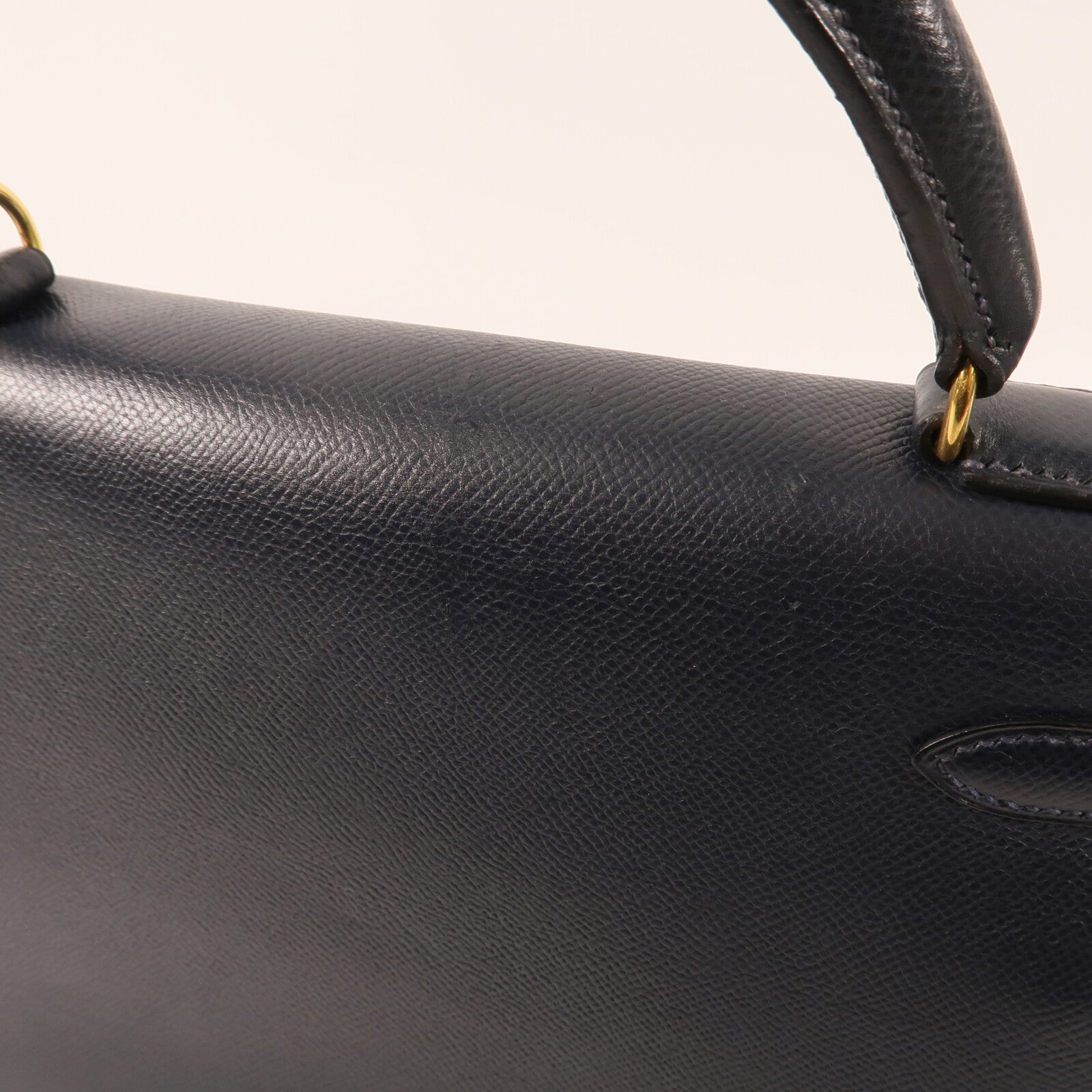 HERMES Epsom皮革Kelly 28金扣手挽肩背兩用袋Bleu Saphir