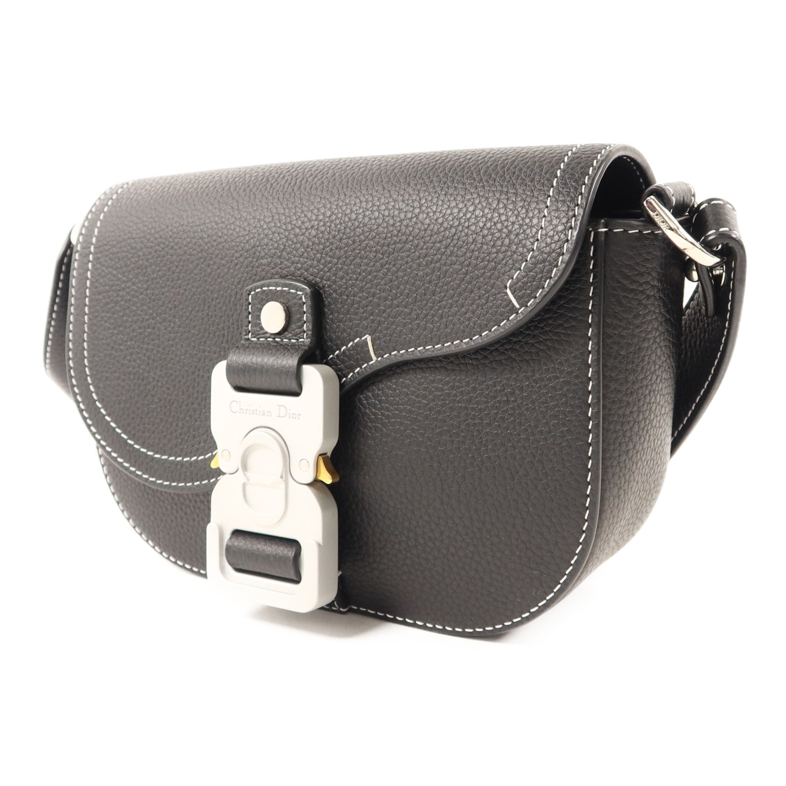 Dior 牛皮皮革Mini Saddle Messenger Bag With Flap銀扣肩背袋