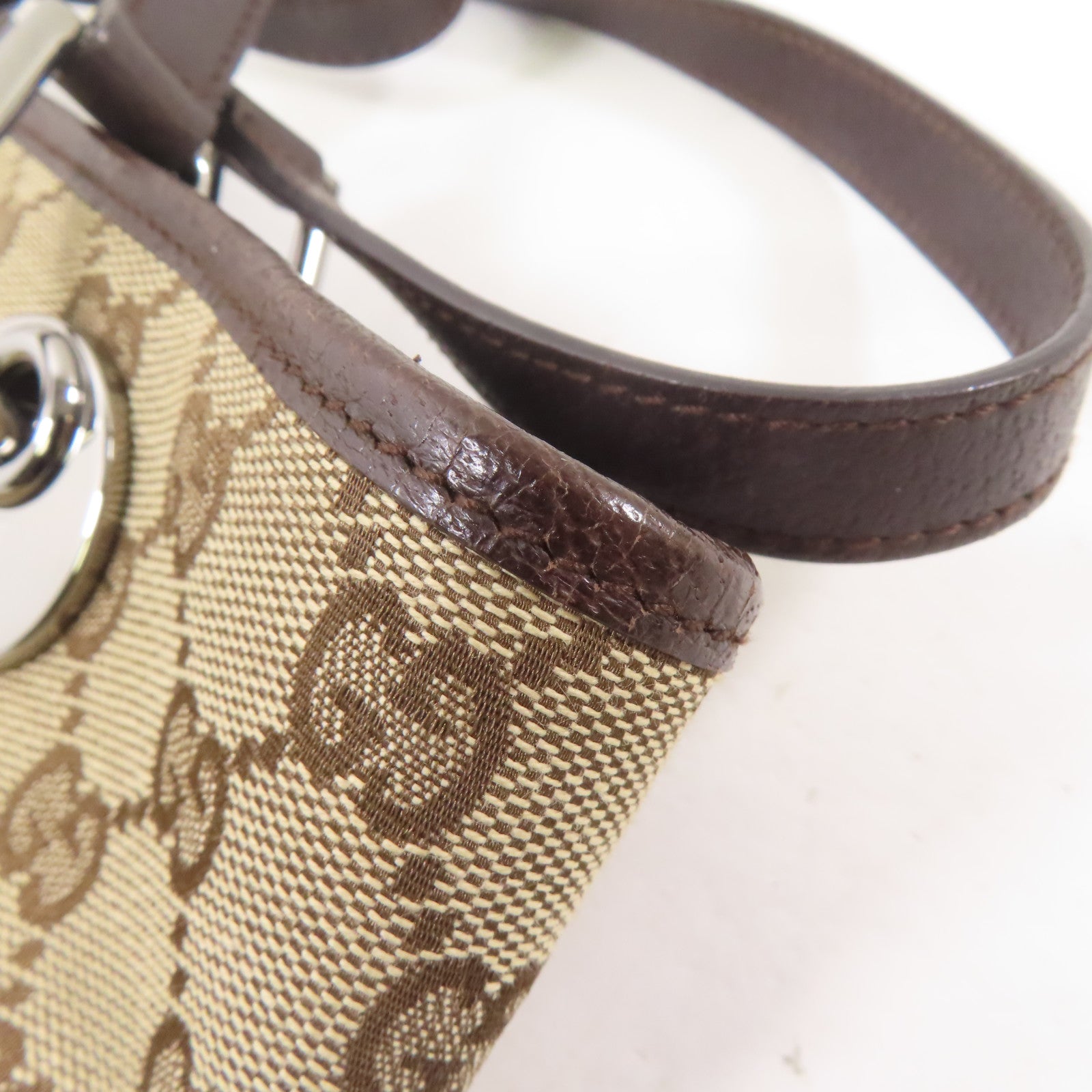 GUCCI 帆布Tote Bag銀扣肩背袋啡色