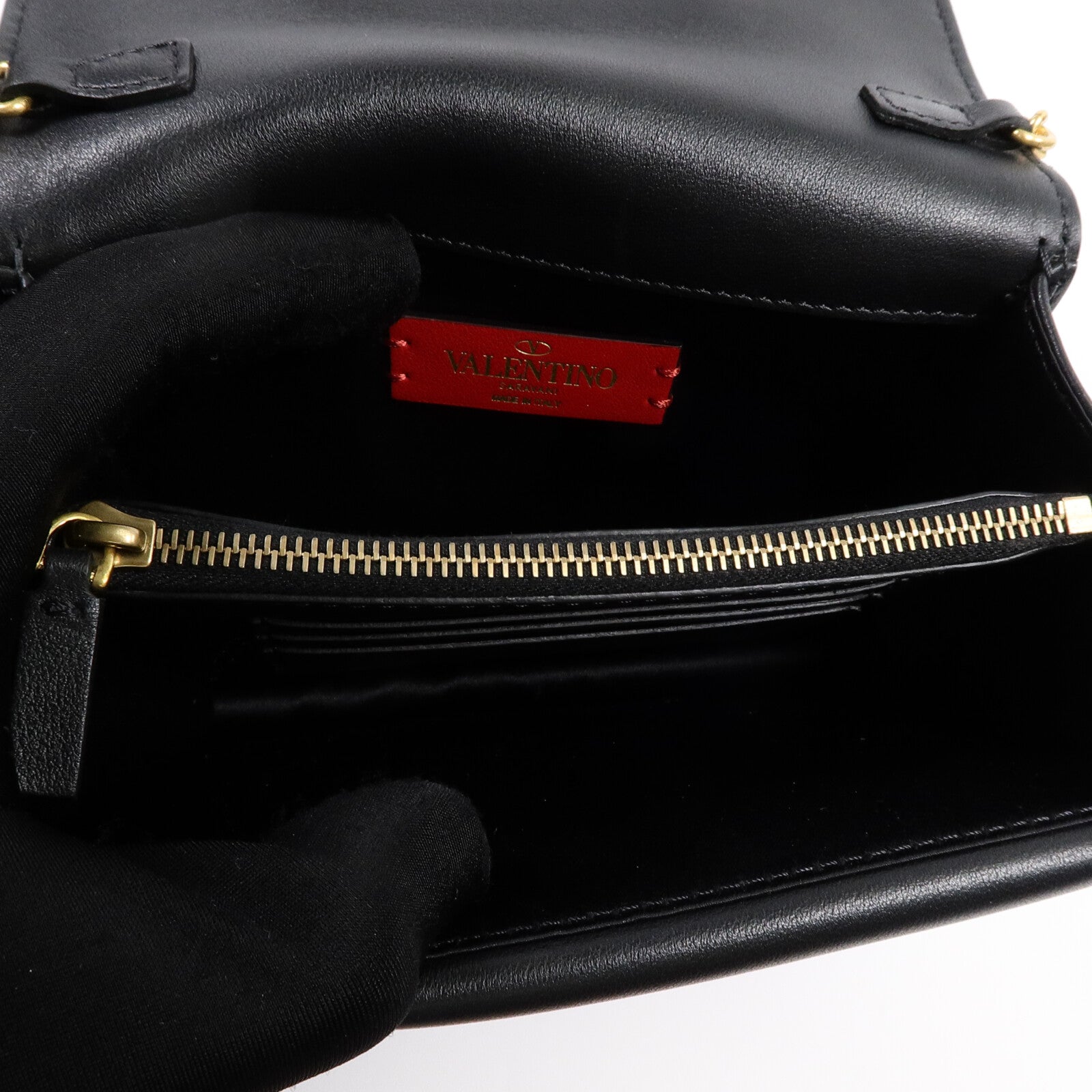 Valentino 牛皮皮革Vlogo Ribbon鏈帶肩背袋