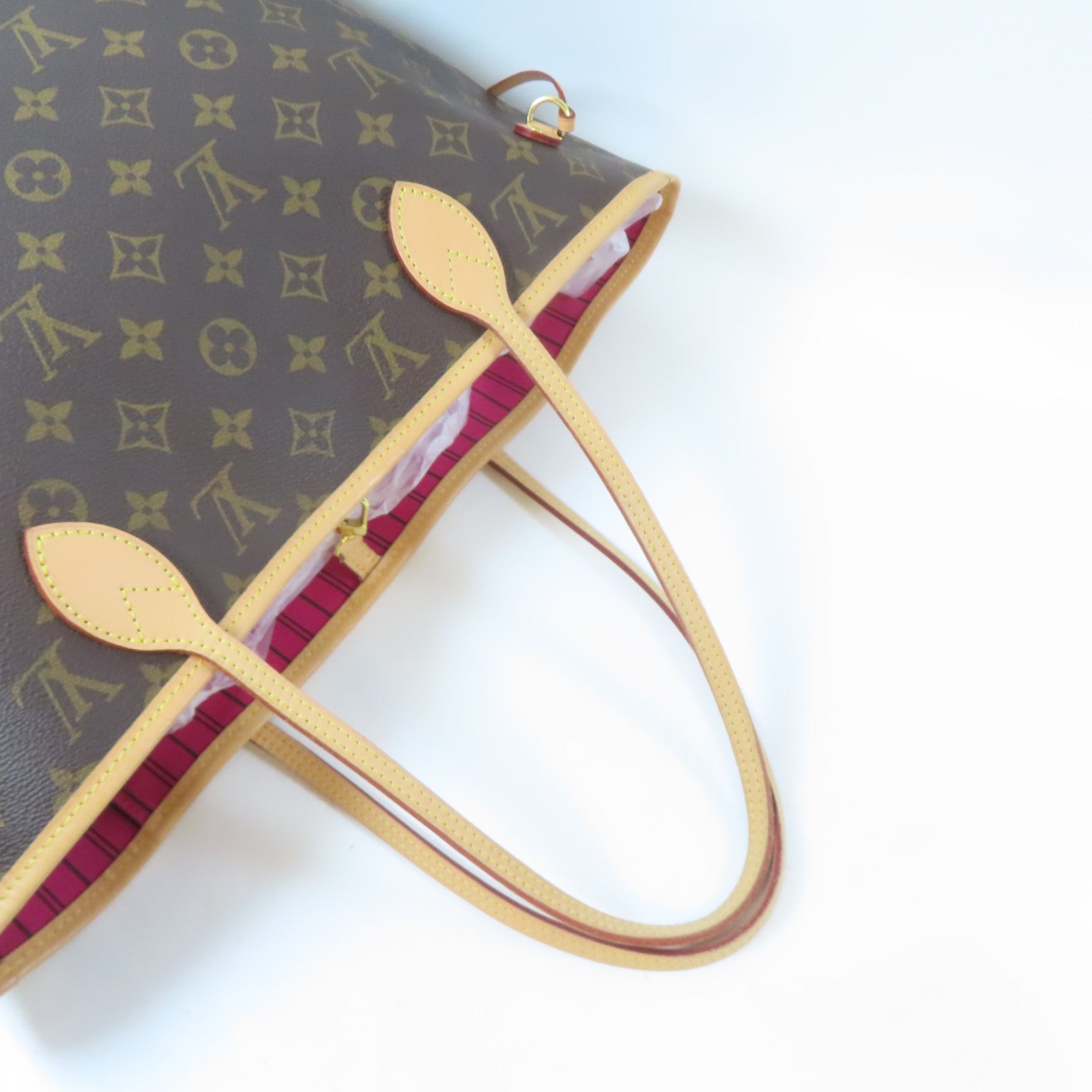 LOUIS VUITTON Monogram Neverfull MM金扣手挽袋啡色