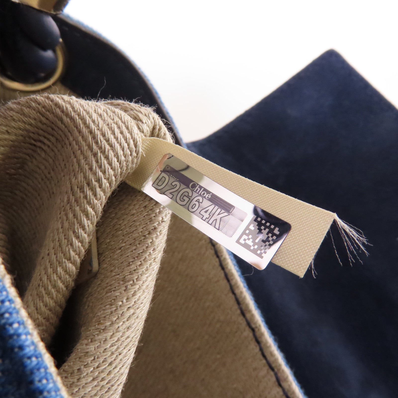 Chloe 牛皮皮革/牛仔布Medium Key Shoulder Bag肩背袋藍色