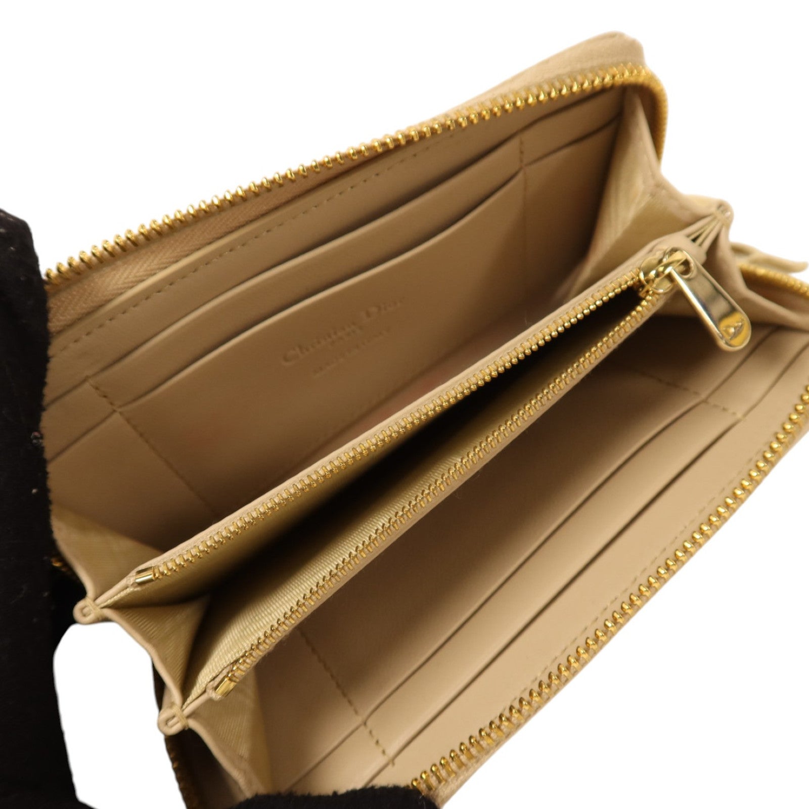 Dior 羊皮皮革Medium Lady Dior Zipper Wallet金扣長錢包