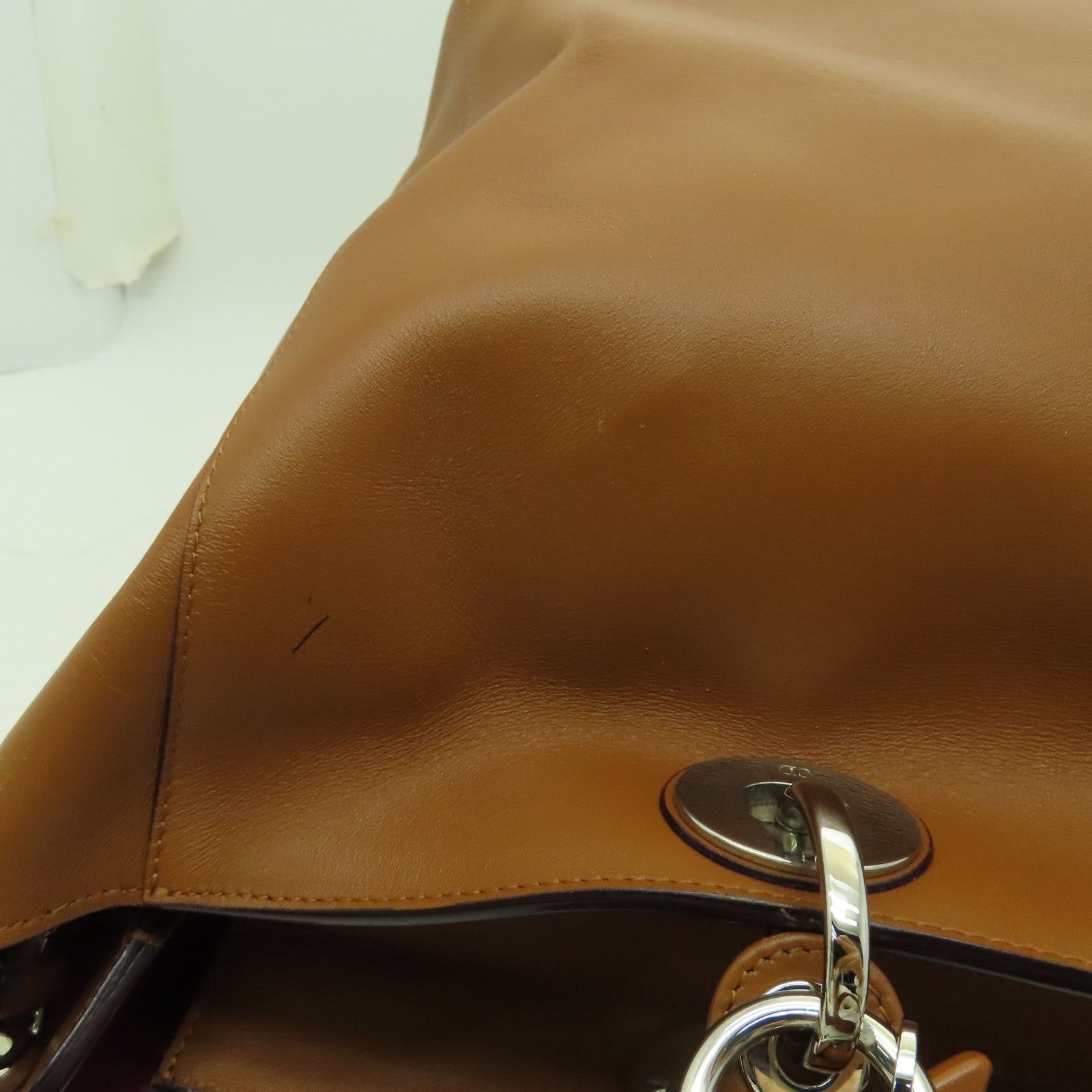 Dior 牛皮皮革2 Way Shoulder銀扣手挽肩背兩用袋啡色