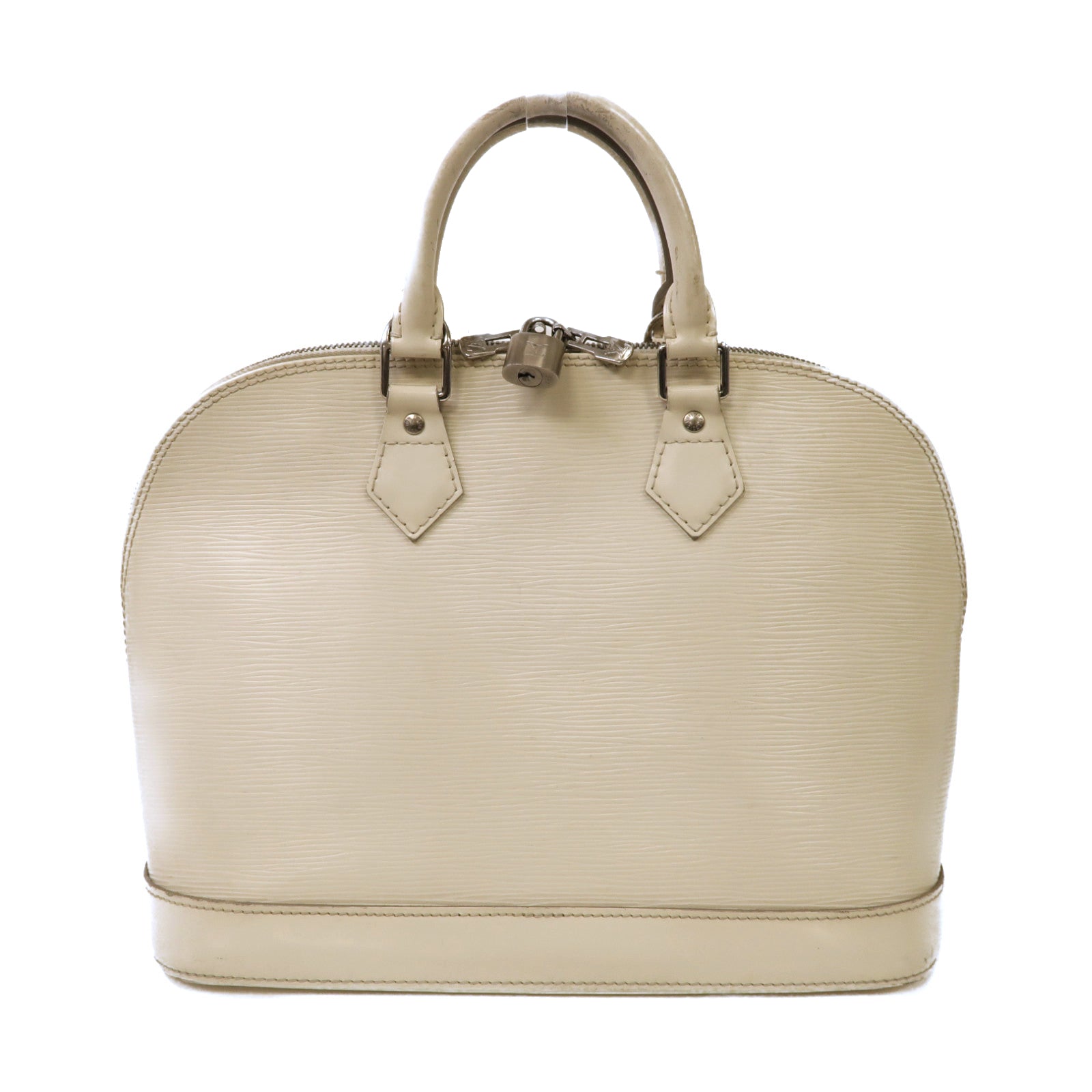 LOUIS VUITTON Epi Alma PM銀扣手挽袋白色