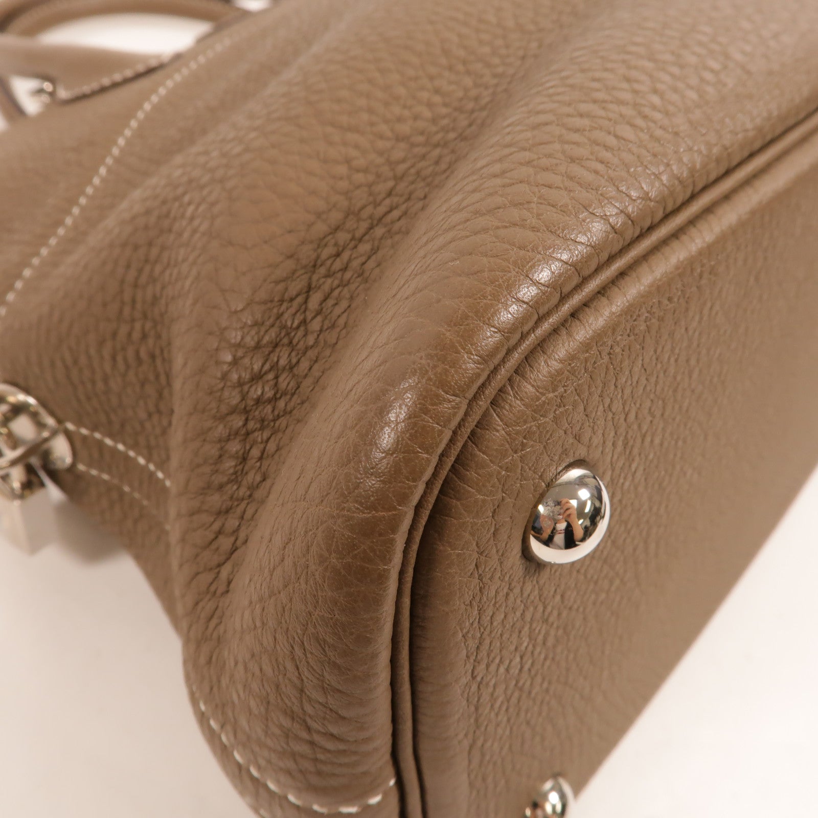 HERMES Clemence皮革Bolide 31手挽肩背兩用袋Etoupe