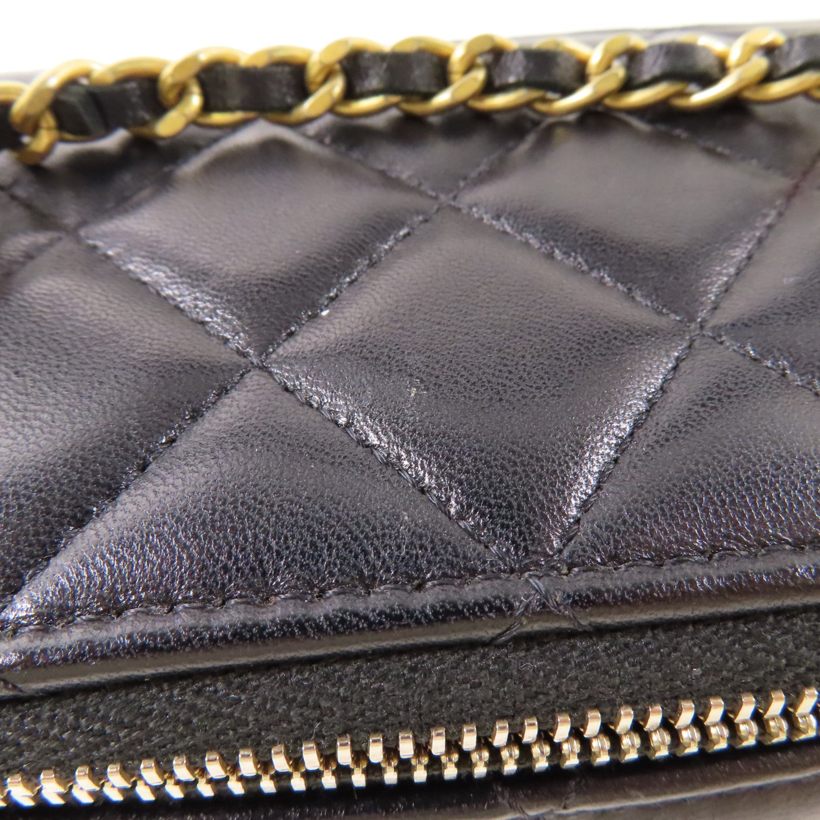 CHANEL 羊皮皮革Vanity Case金扣鏈帶手挽肩背兩用袋