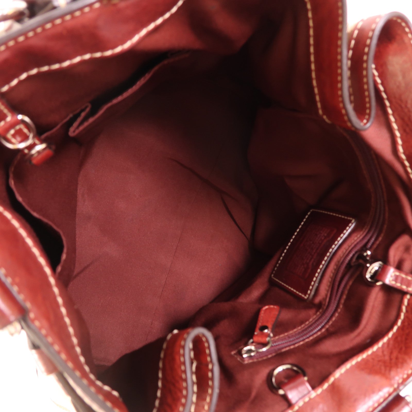 COACH 蛇皮皮革/帆布/皮革Shoulder Bag銀扣肩背袋